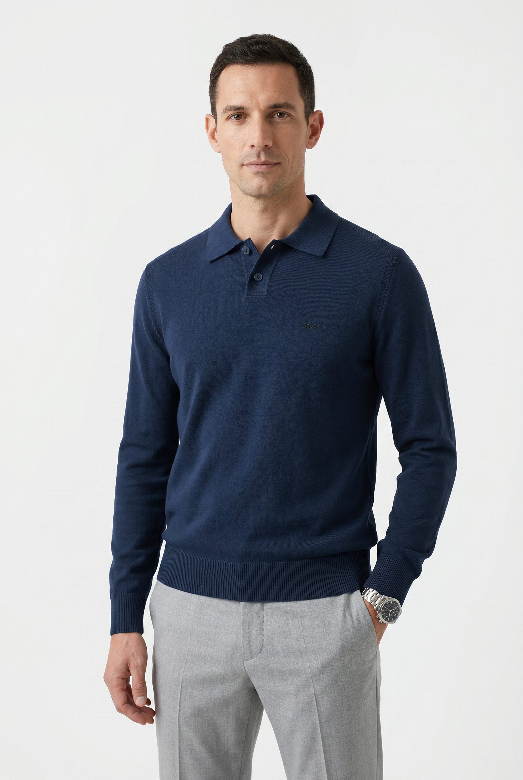 BOSS ORANGE Polokragenpullover Asac mit Logo-Stickerei