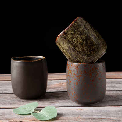 töpferey Becher Stilvolle Keramik Becher für Kaffee und Tee. 3er Set à 200ml