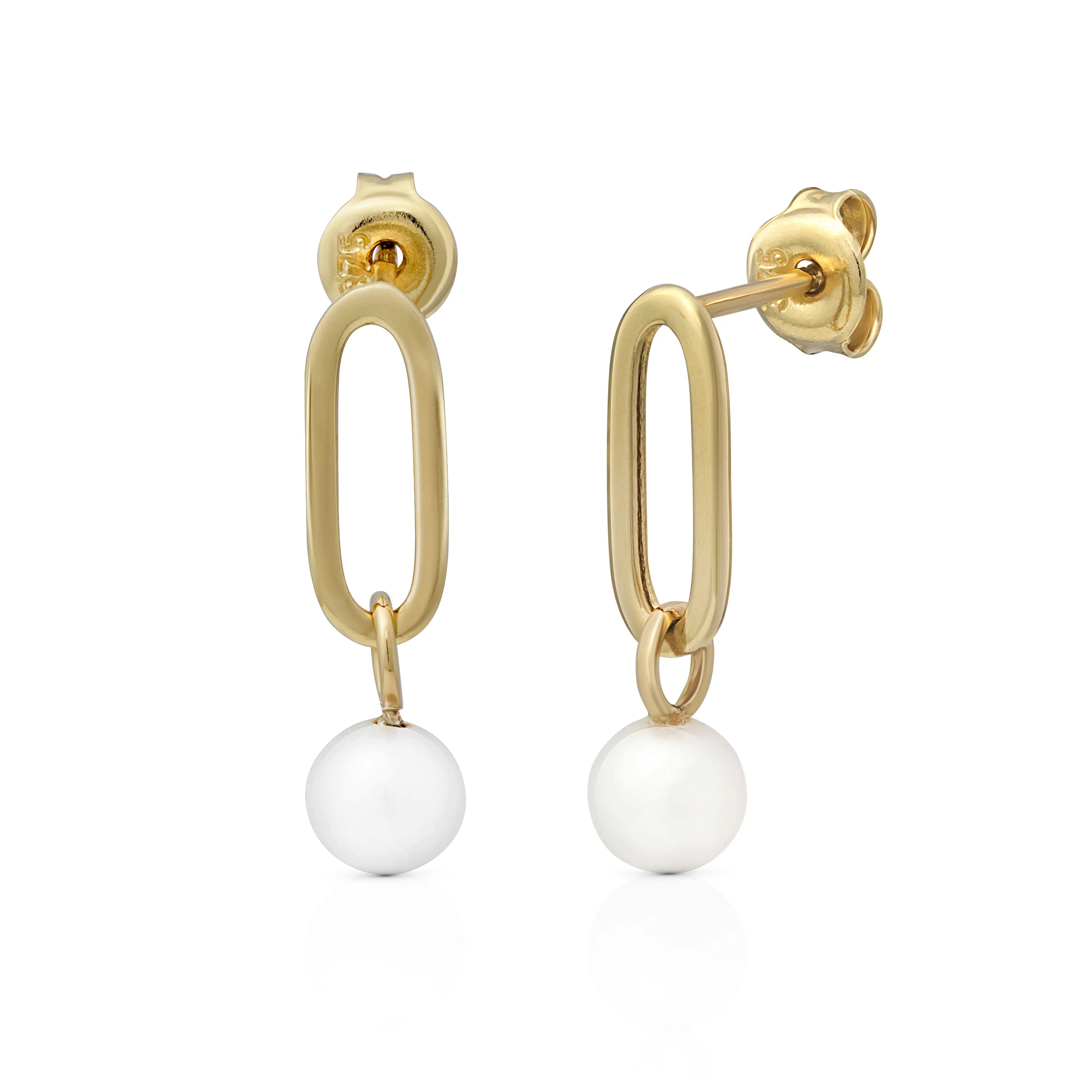 Suzan Gold Perlenohrringe 375er Gold Ohrhänger – Perlenakzente, eleganter Schmuck & Geschenkidee