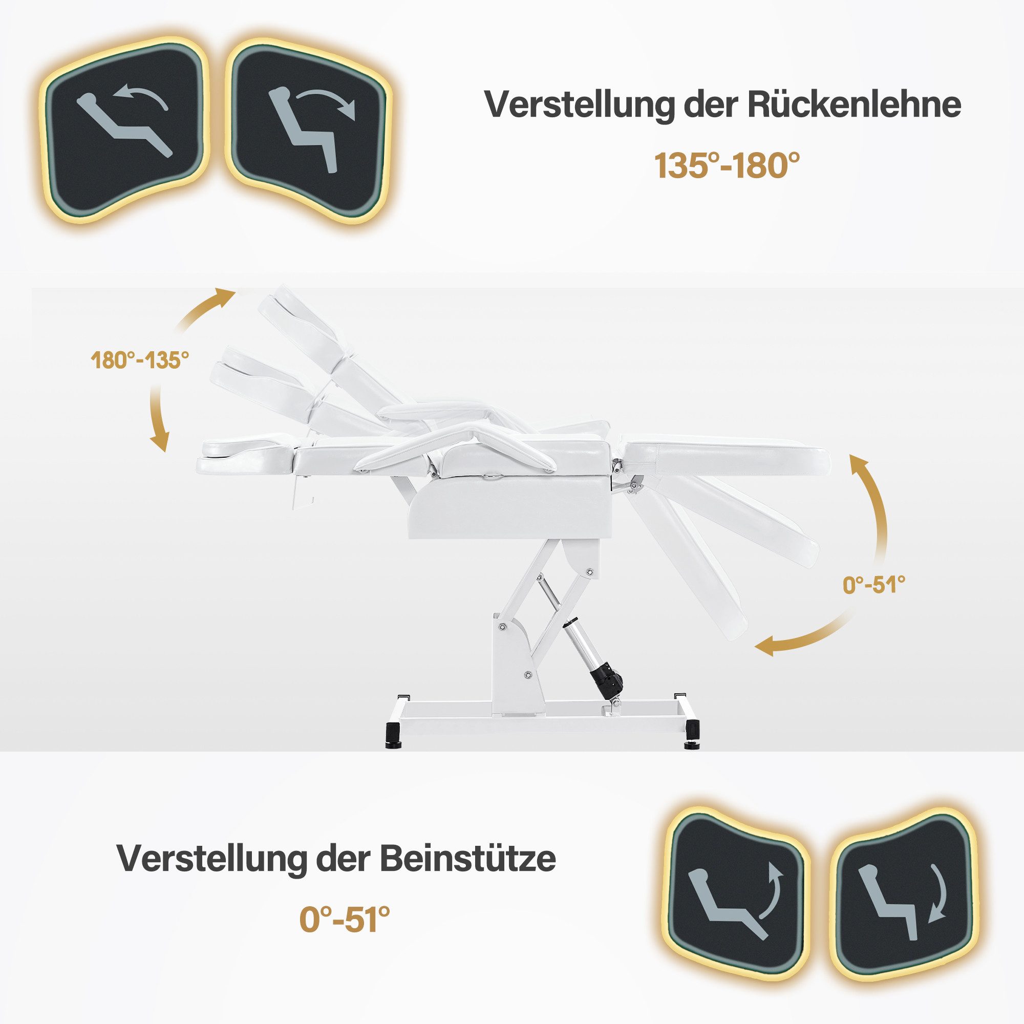Barberpub Massageliege Barberpub Massageliege Klappbar & Höhenverstellbar mit 3 Motoren 0751, Klappbar & Höhenverstellbar, Tattoo Liege mit 3 Motoren