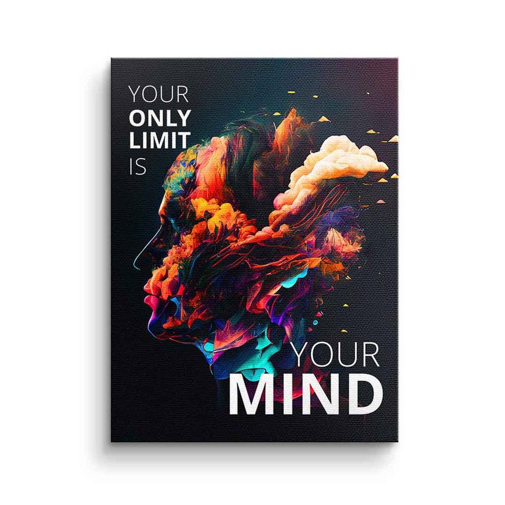 DOTCOMCANVAS® is mindset Leinwandbild Your your sch mind Rahmen Motiv Motivation weißer only Leinwandbild, limit