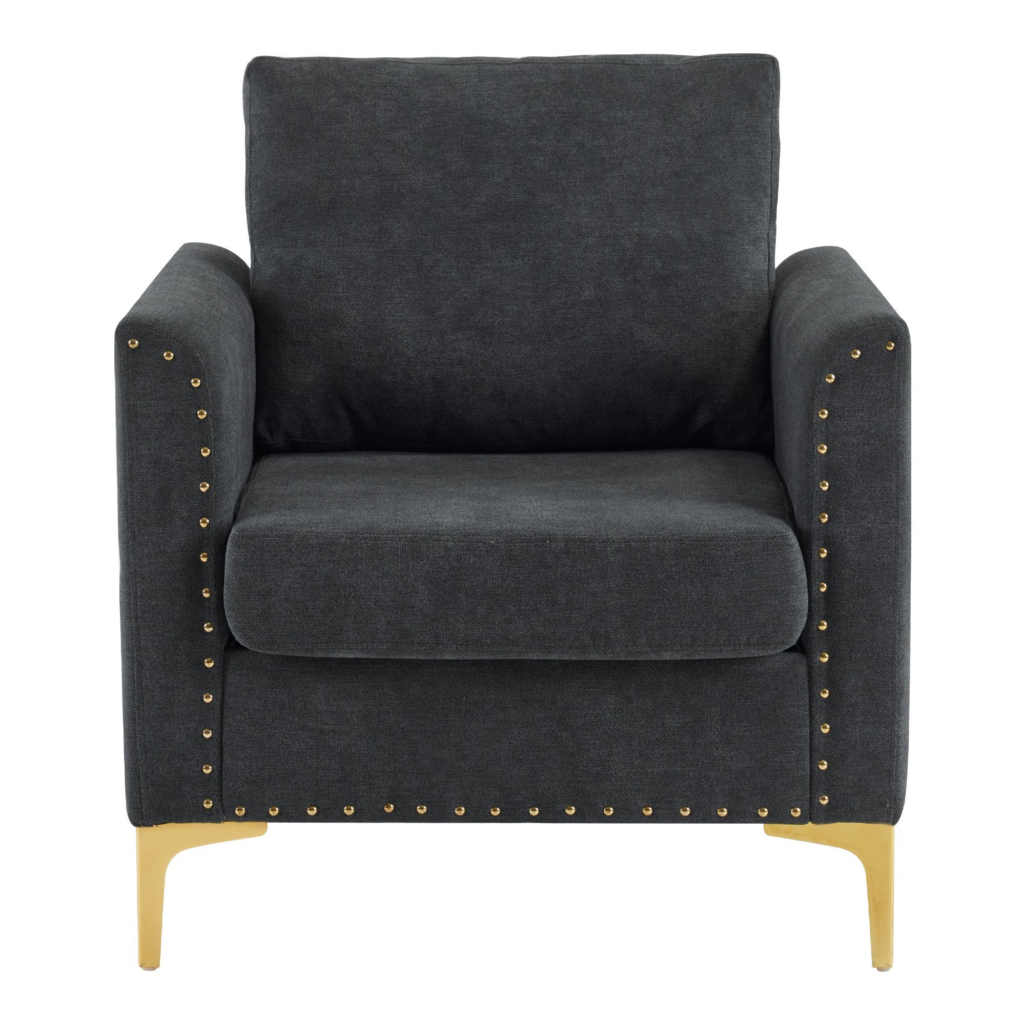 GLIESE Sessel Moderner Chenille-Stoffstuhl, Lounge-Sessel, Ohrensessel,mit Kissen grau | Einzelsessel
