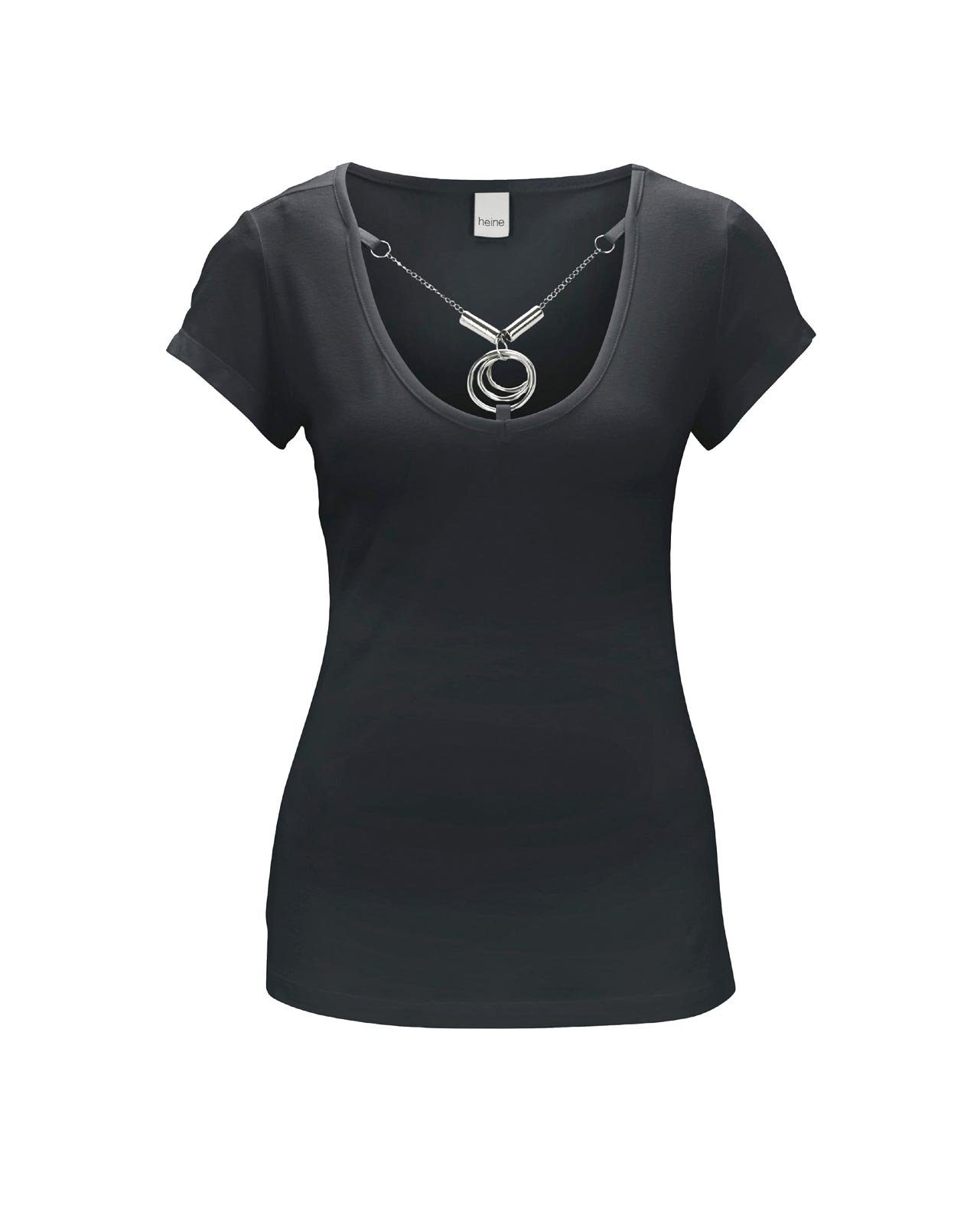 Designer-Jerseyshirt Rundhalsshirt m. Brooke Schmuckkette, by Damen schwarz BROOKE ASHLEY heine Ashley