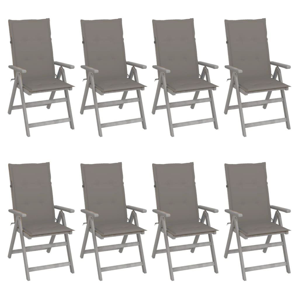 Gartenstuhl 8 Grau mit Verstellbare Gartenstühle furnicato Akazienholz Auflagen Stk.