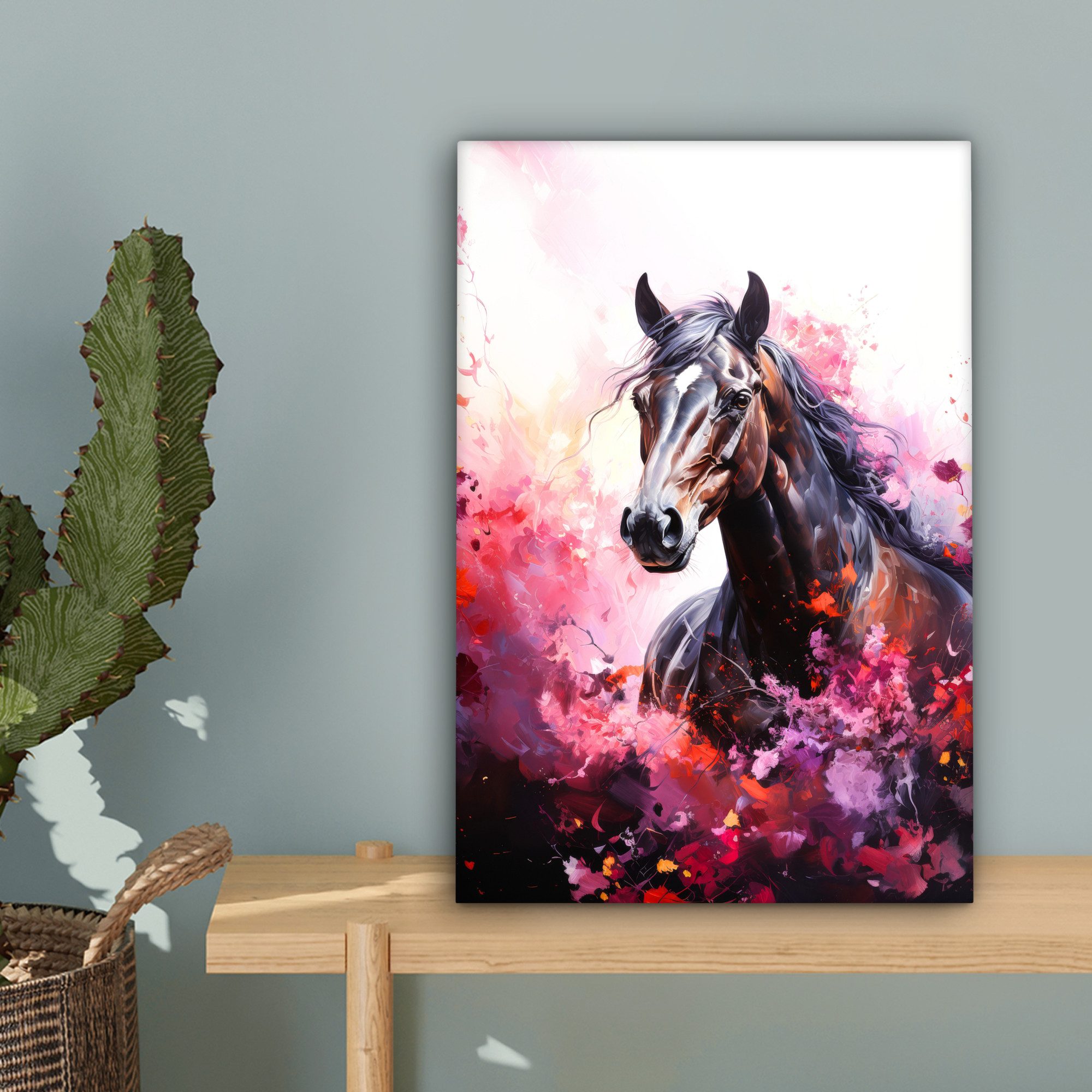 OneMillionCanvasses® Leinwandbild Pferd - Tiere - Mädchen - Rosa, Fotodruck (1 St), Teenager Zimmer Bild, Jugendzimmer Deko, Kinder Wanddeko, 20x30 cm – Bild 3 von 5