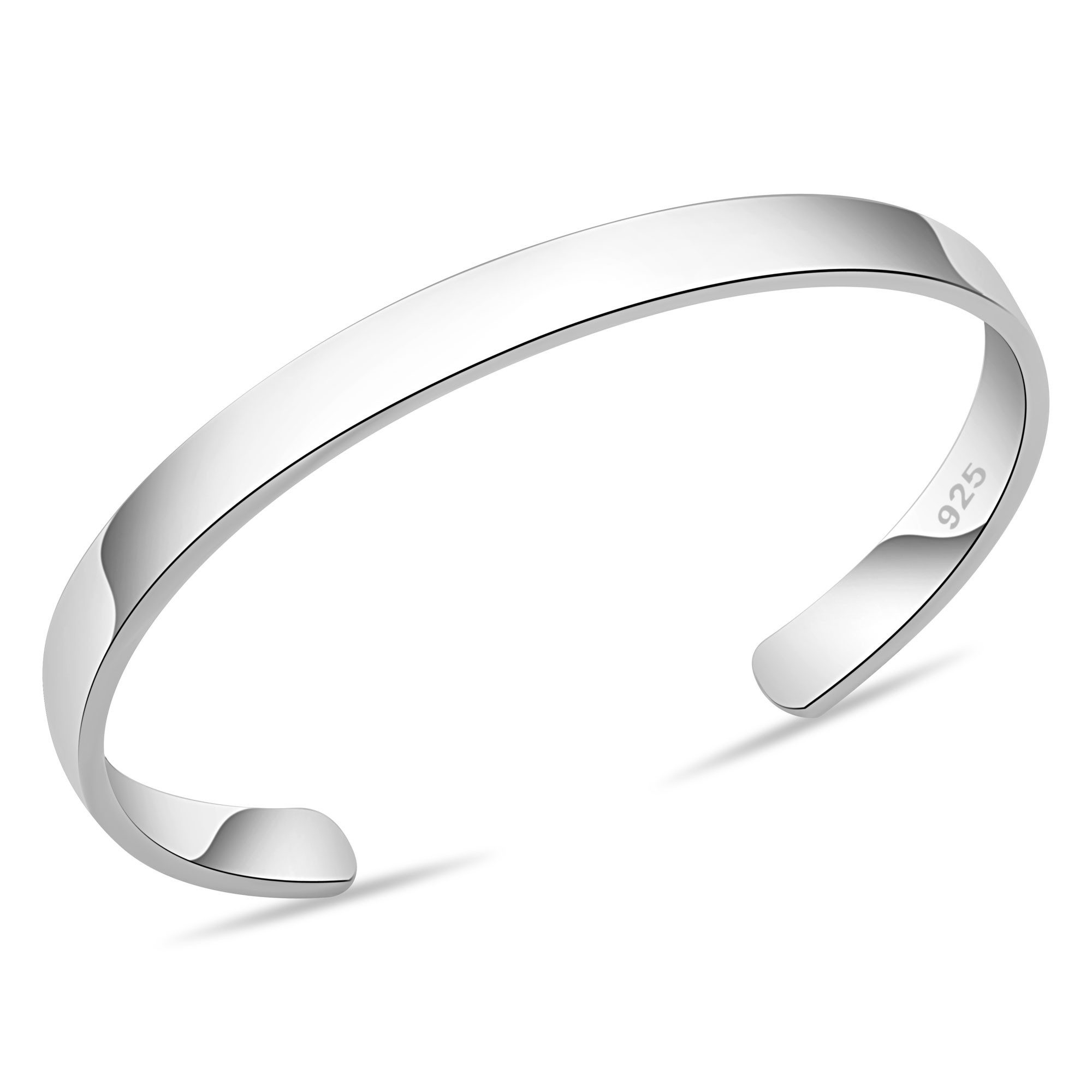 Tony Fein Armreif Armreif 7 mm Breit 925er Silber Massiv Hochglanzpoliert, Made in Italy für Damen und Herren