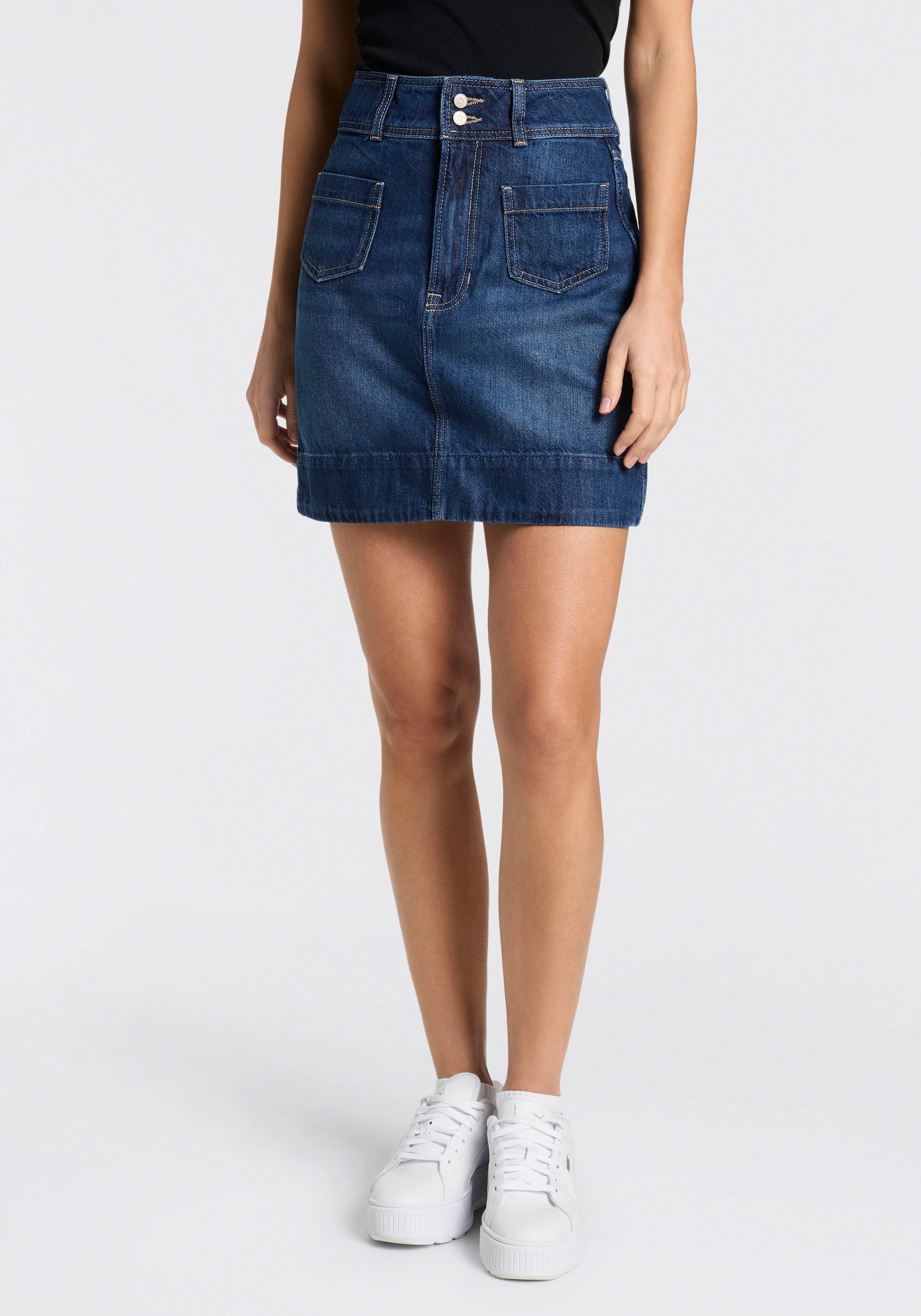 BOSS ORANGE Minirock MINI SKIRT 1.0 Premium Damenmode im 70s Look, mit hohem Bund