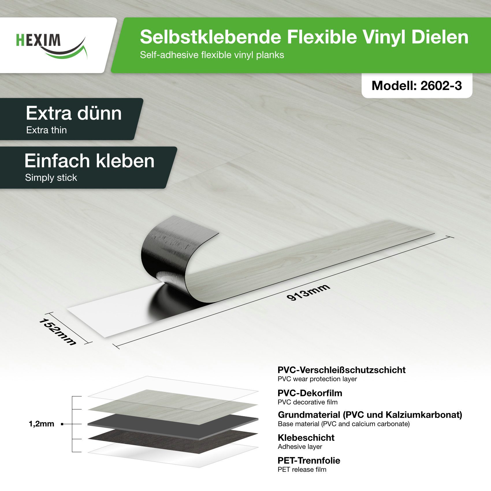 Hexim Vinylboden, Vinyldielen 0,97m² selbstklebend PVC Wandverkleidung Bode günstig online kaufen
