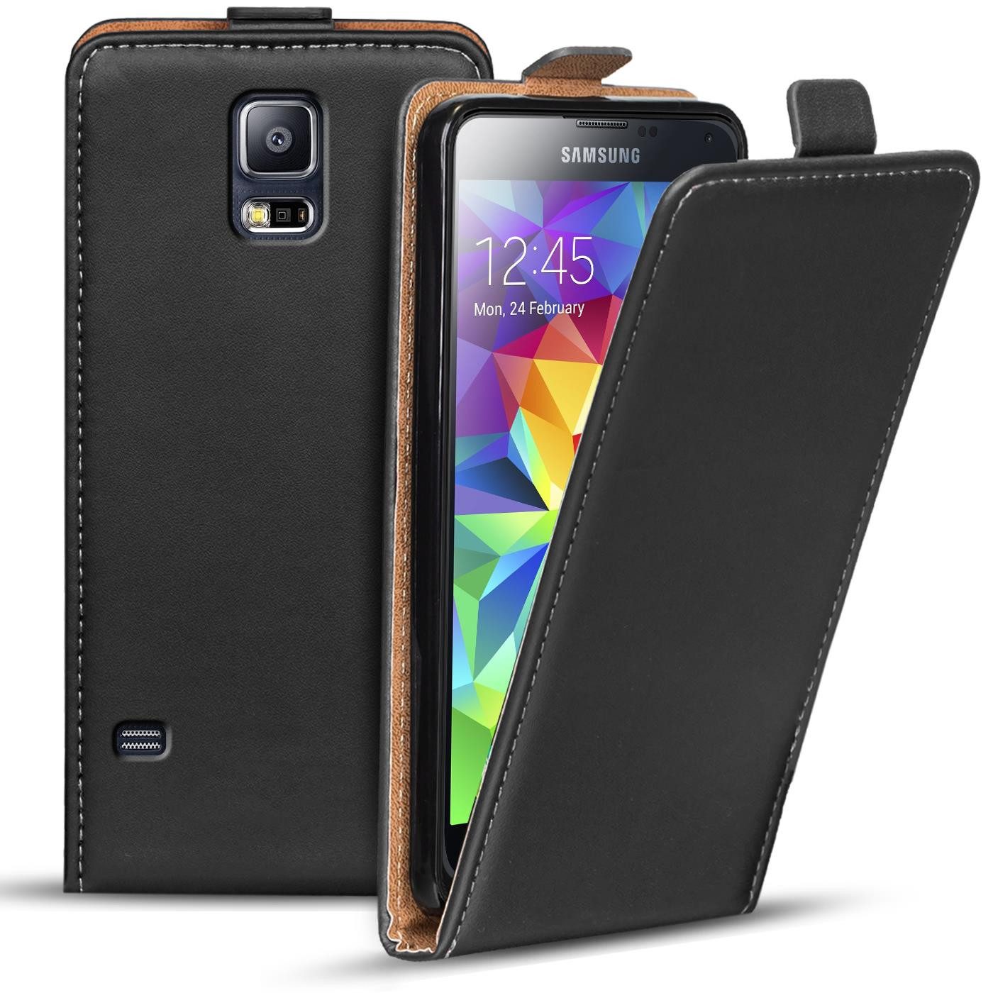 CoolGadget Handyhülle Flip Case Handyhülle für Samsung Galaxy S5 / S5 Neo 5,1 Zoll, Hülle Klapphülle Schutzhülle Flipstyle Cover Tasche
