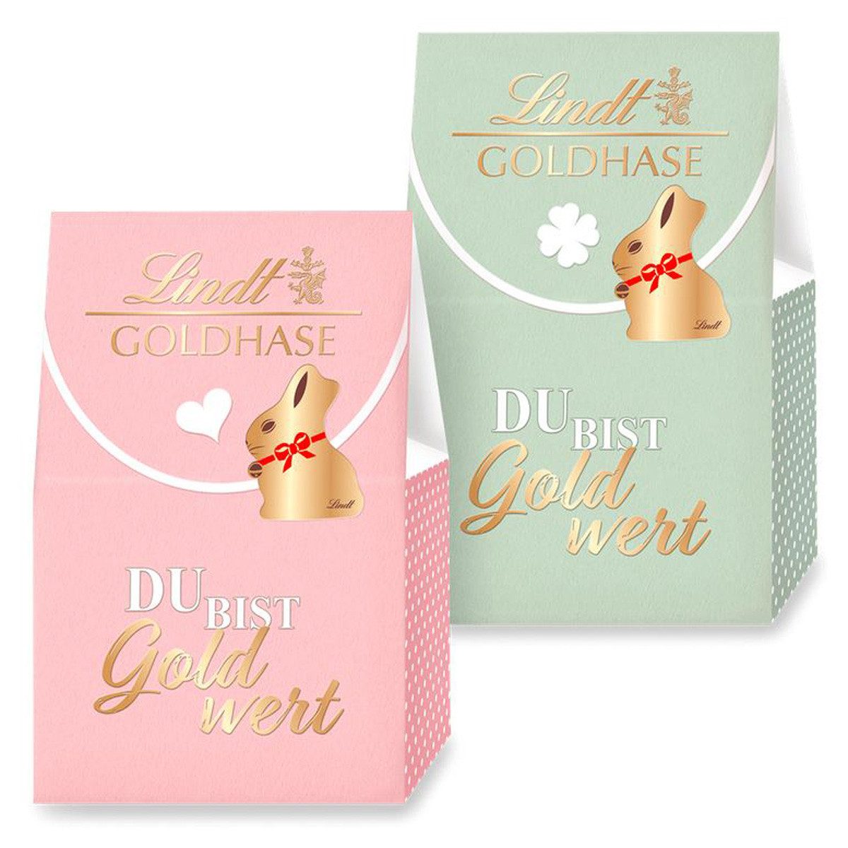 LINDT Schokolade, Lindt Schokoladen Goldhase Du bist Gold wert Tasche Vollmilch 153g