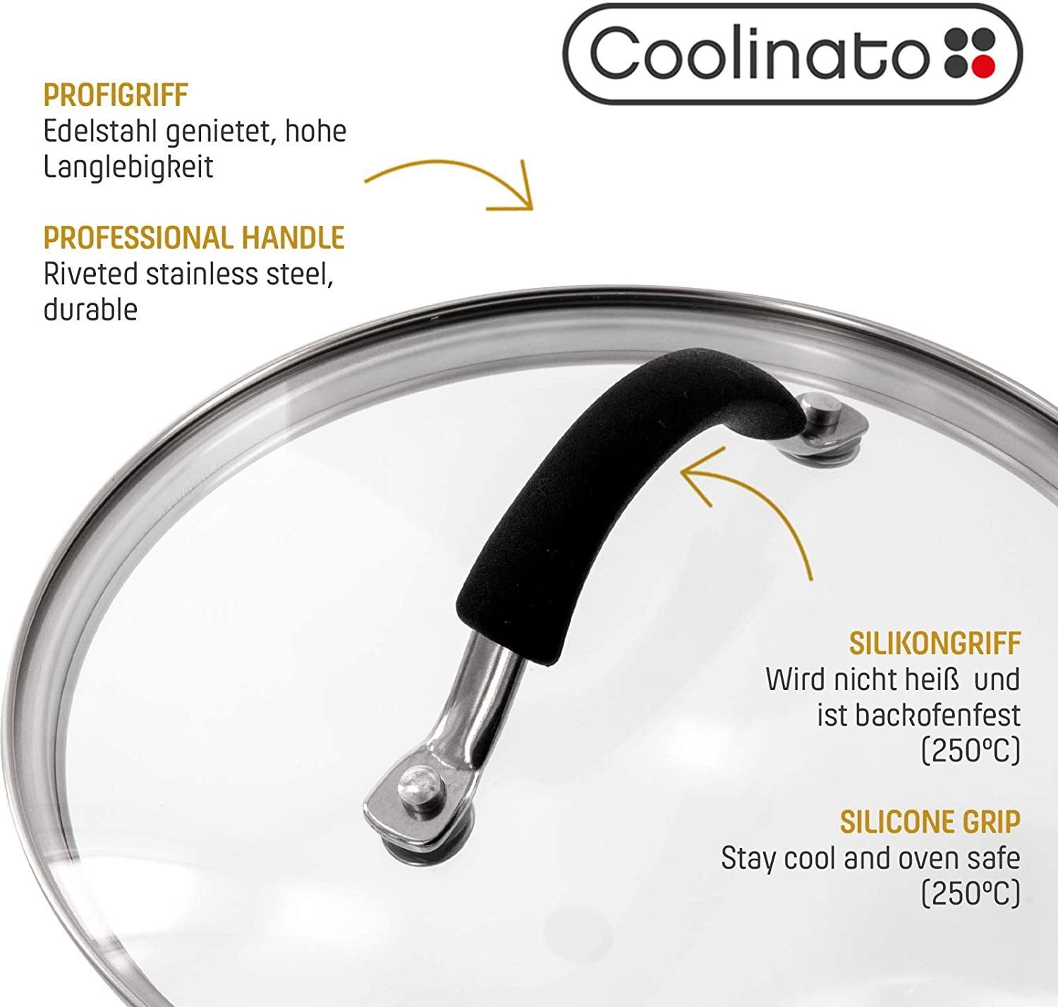 Coolinato Pfannendeckel Glasdeckel 26 cm, (1-tlg)