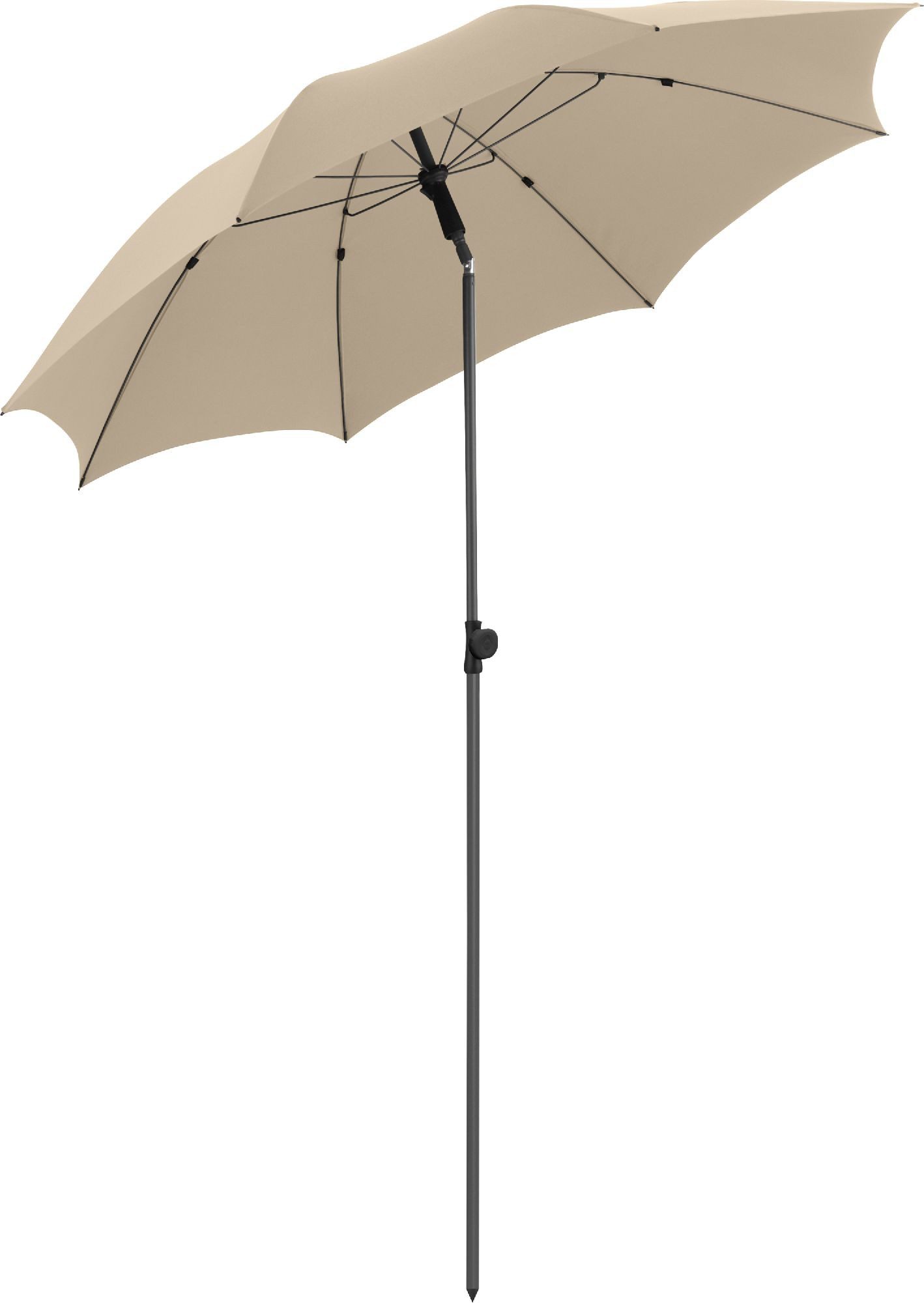FARE Sonnenschirm M, Ø 180 cm, Titan-Finish, UPF 50+, höhenverstellbar, knickbar, Fiberglasschienen, Tragefutteral