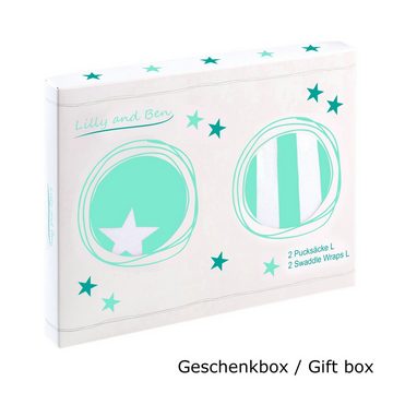 Lilly and Ben Pucksack (Set, 2 tlg., 2er-Pack), Baumwoll-Puckdecke für 0-3 Monate oder 4-6 Monate, Baby mühelos pucken, atmungsaktives Pucktuch mit weichen & verstellbaren Klettverschlüssen