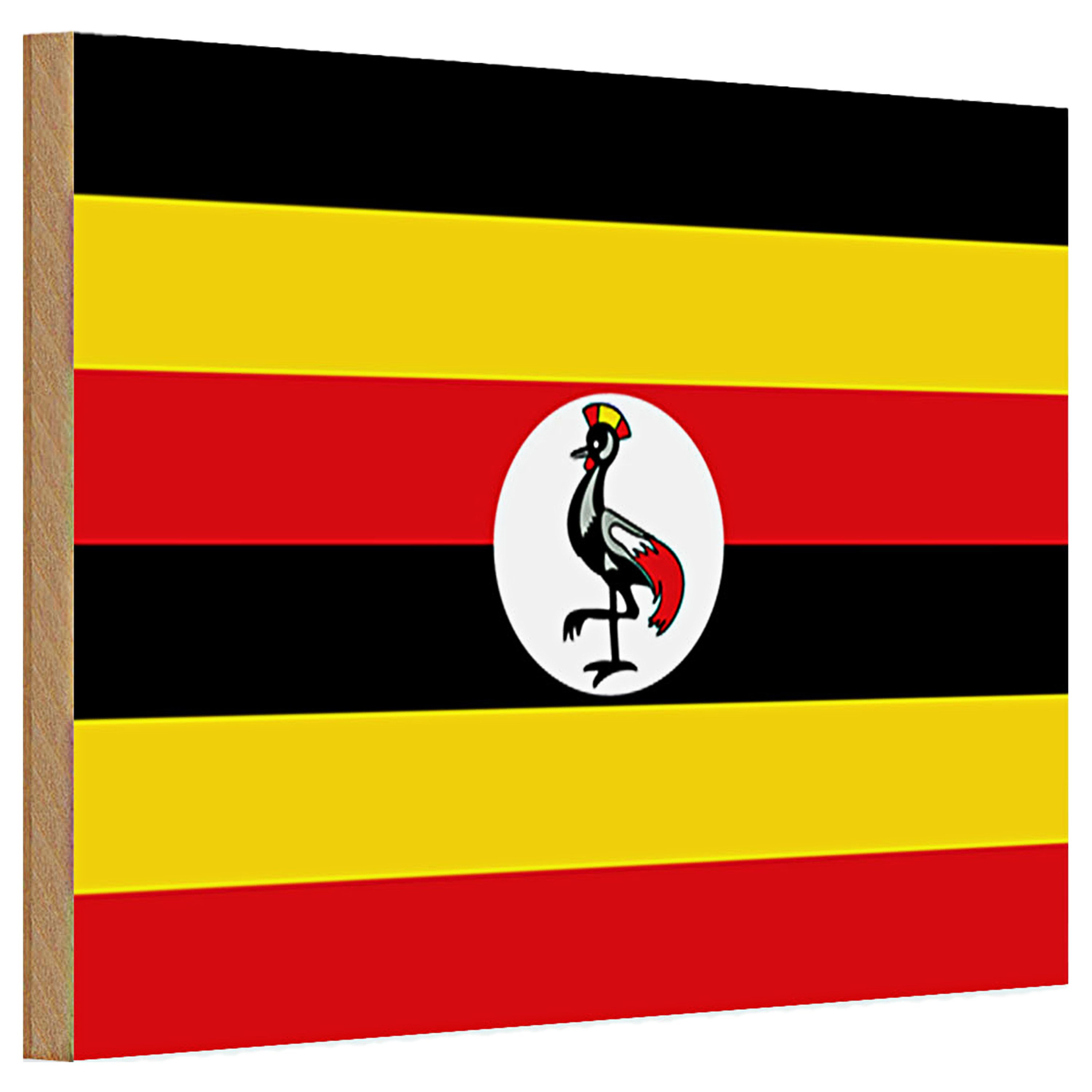 Roomando Holzbild Holzschild Flagge Uganda 30x20cm Flag of Uganda