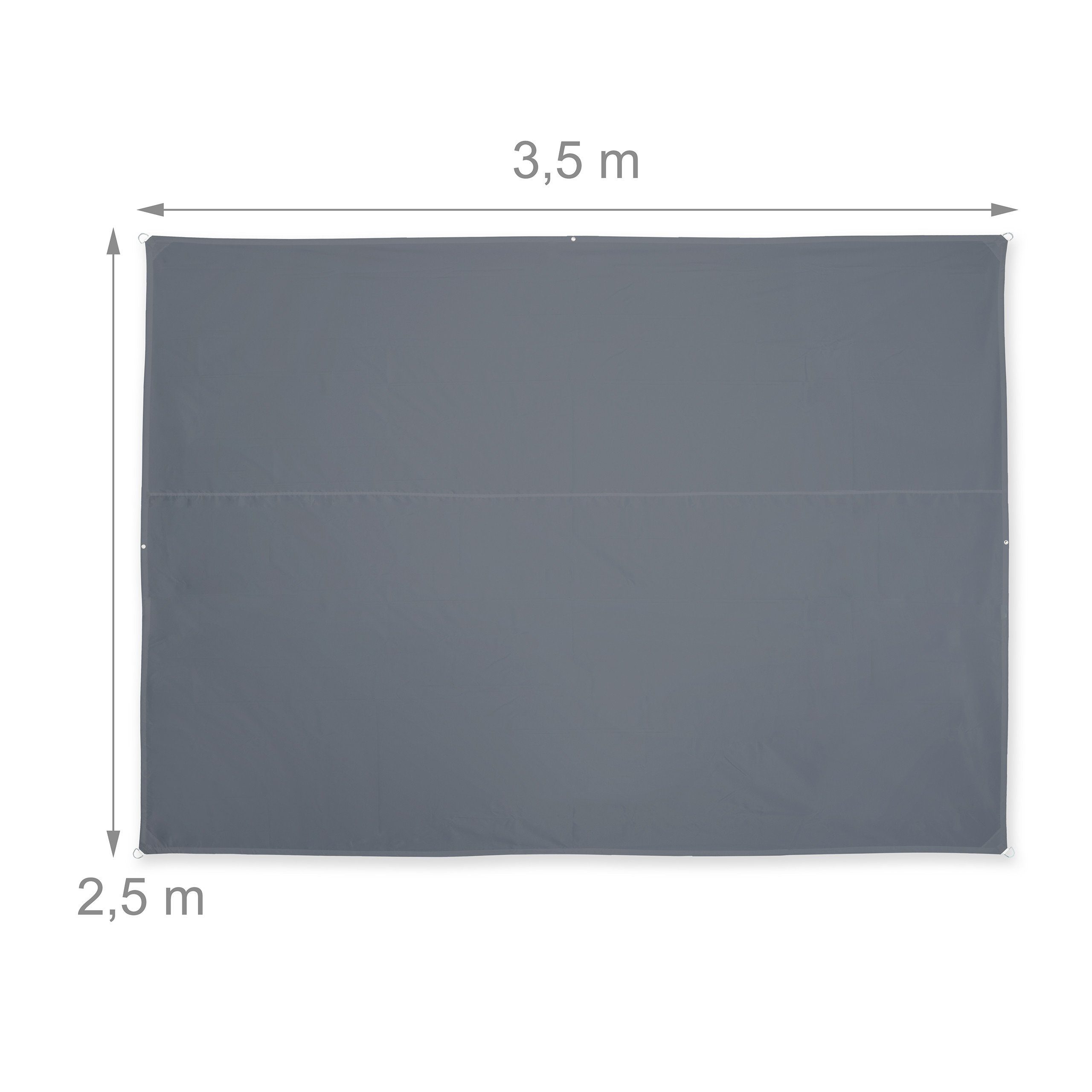 relaxdays Sonnensegel Graues Sonnensegel rechteckig, (6-tlg), 2,5 x 3,5 m – Bild 4 von 5