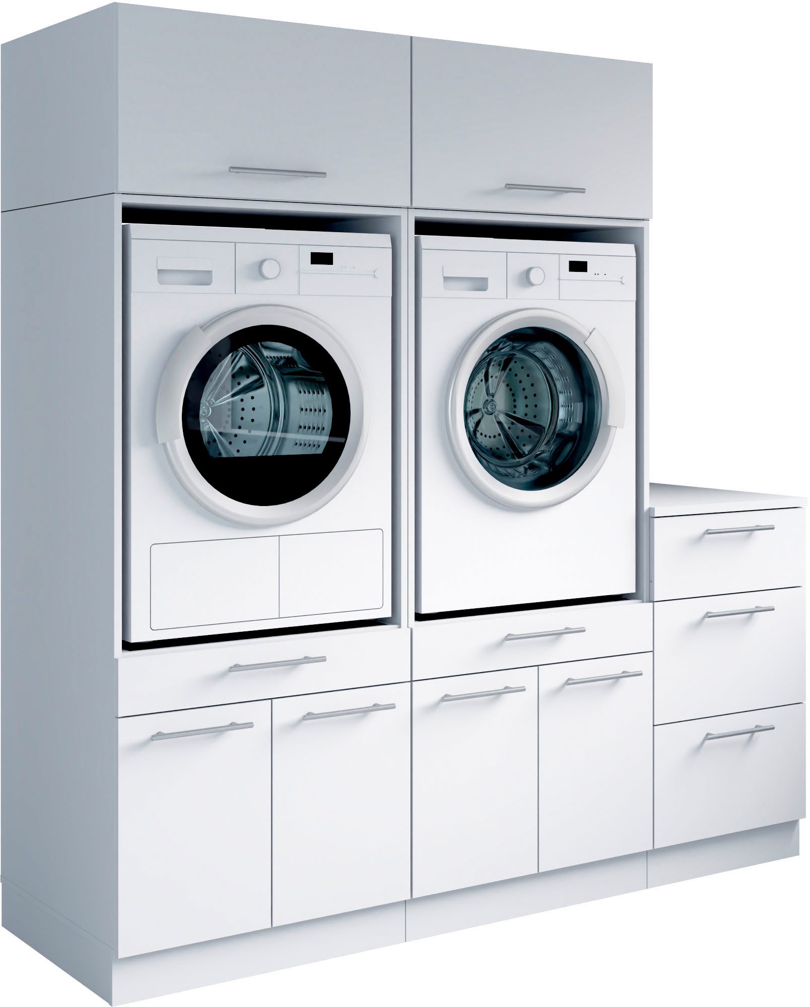 Laundreezy Mehrzweckschrank-Set Laundreezy, 5-tlg. Mehrzweckschrank-Set B/H/T 186/200/68 cm, (5-St), Breite 186 cm, Soft-Close-Funktion, höhenverstellbare Füße