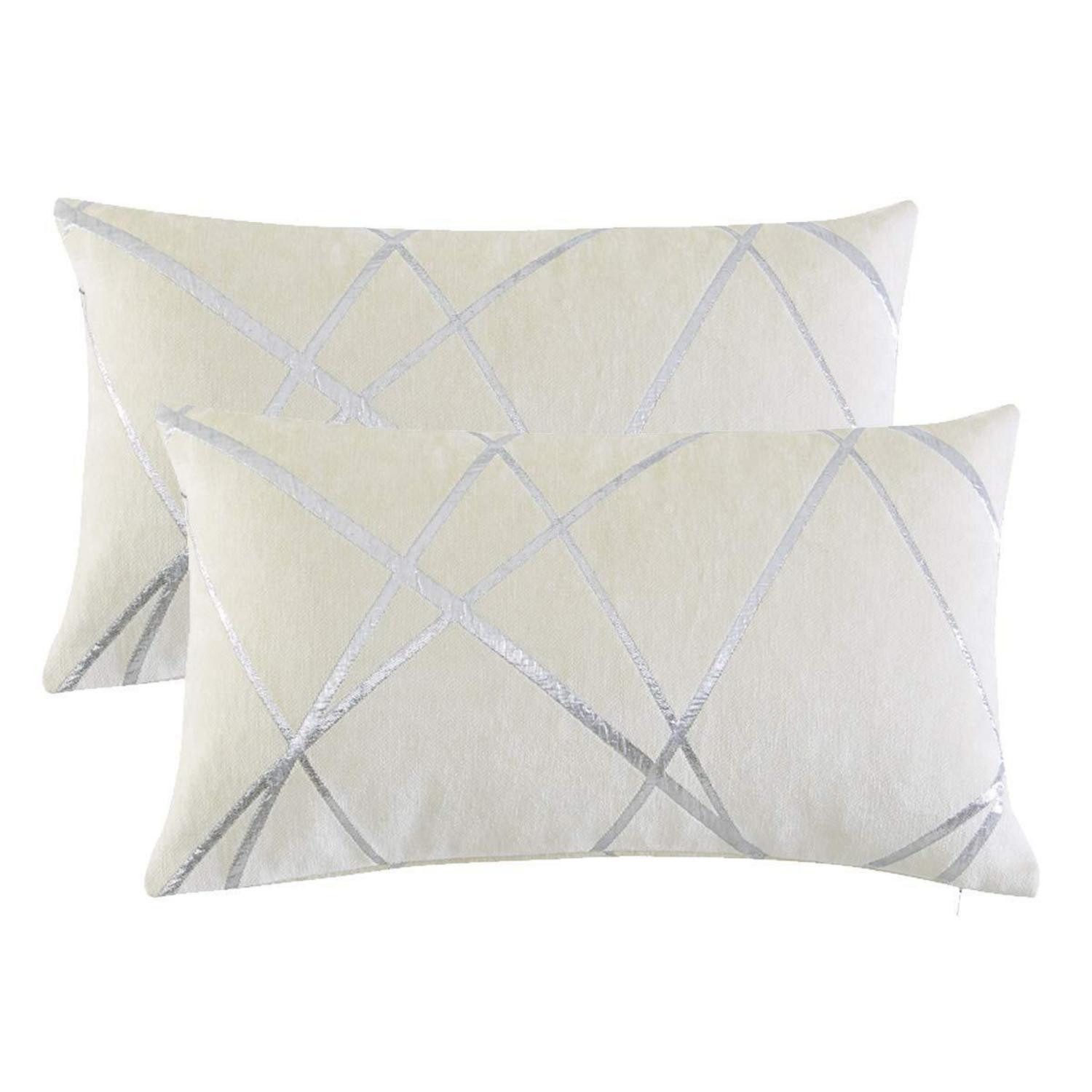 LuxusKollektion Kissenbezug Kissenbezug Samt 30x50cm 2er Set Cremefarben, (2 Stück)
