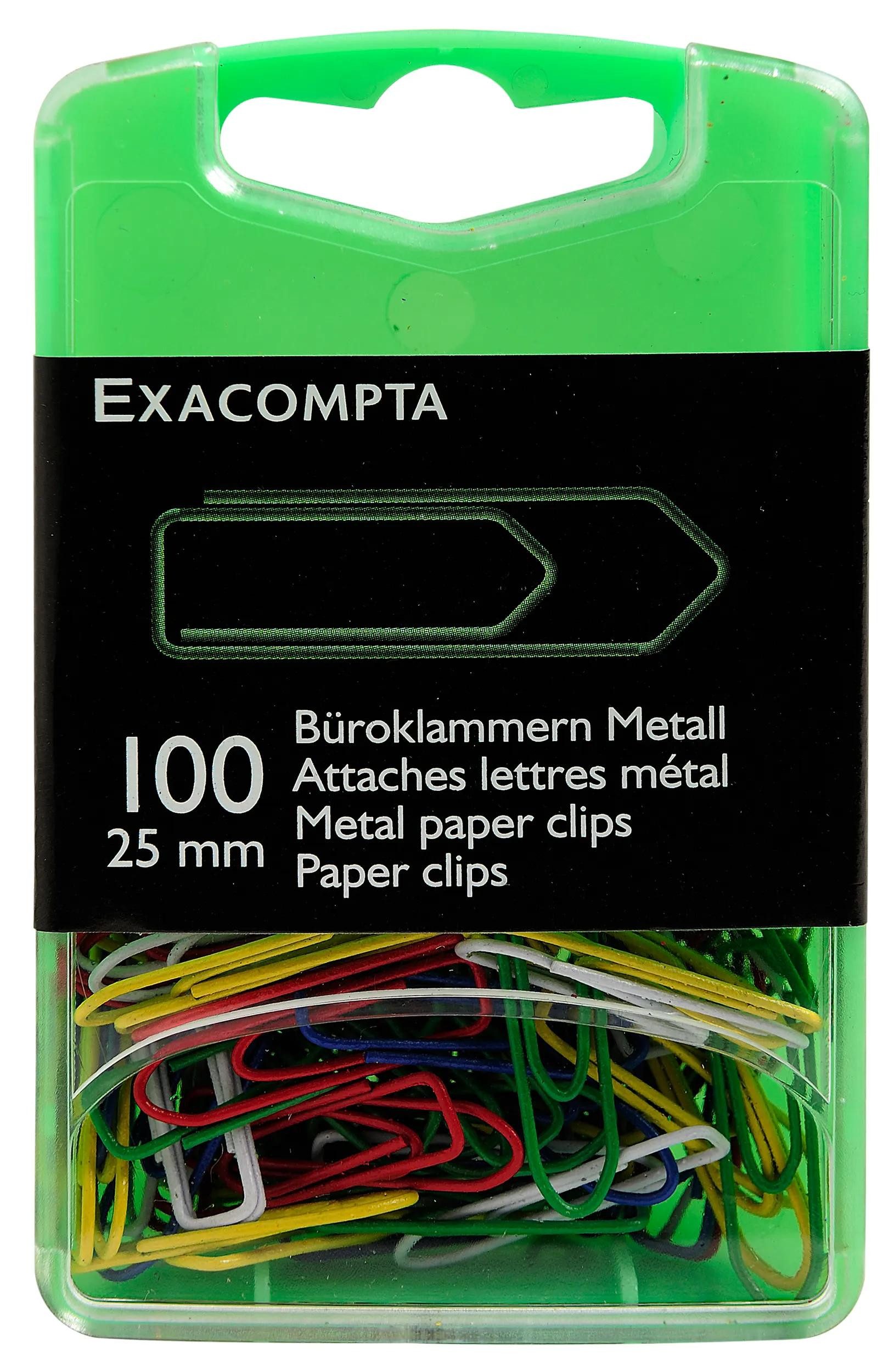 Magnet 5x Box mit 100 Stück farbig sortierten Büroklammern, 25mm - 14744E