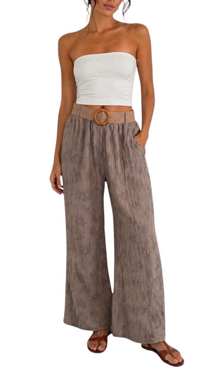 Mississhop Palazzohose Damen Palazzo Hose mit weitem Bein und elastischem Bund mit Gürtel S/M