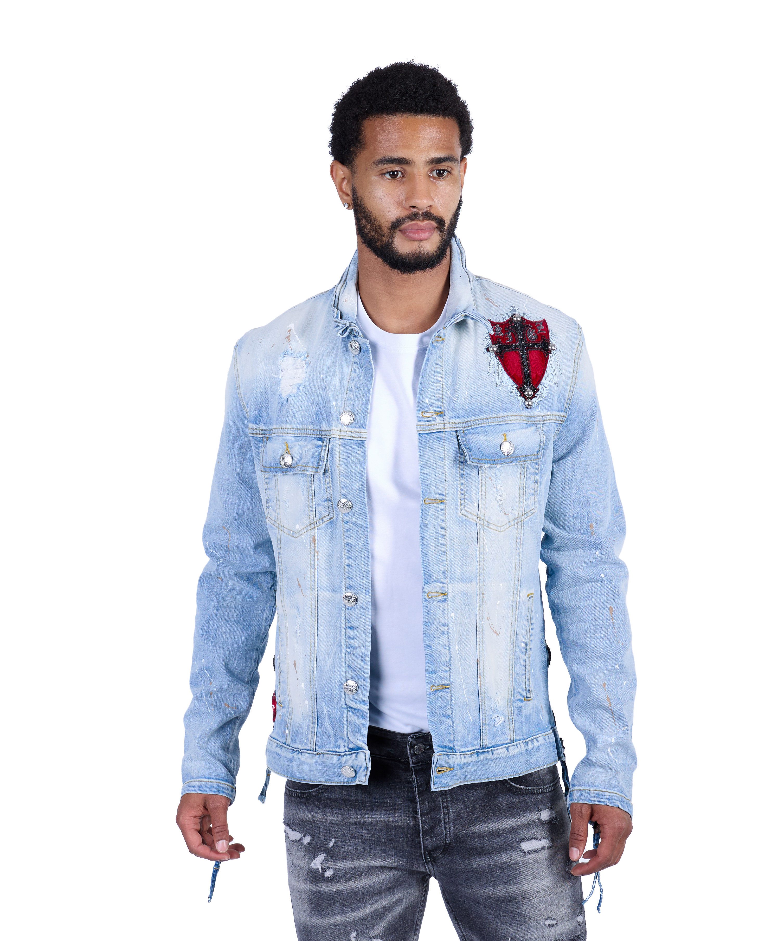 KINGZ Jeansjacke Herren Designer Retro Jeansjacke günstig online kaufen