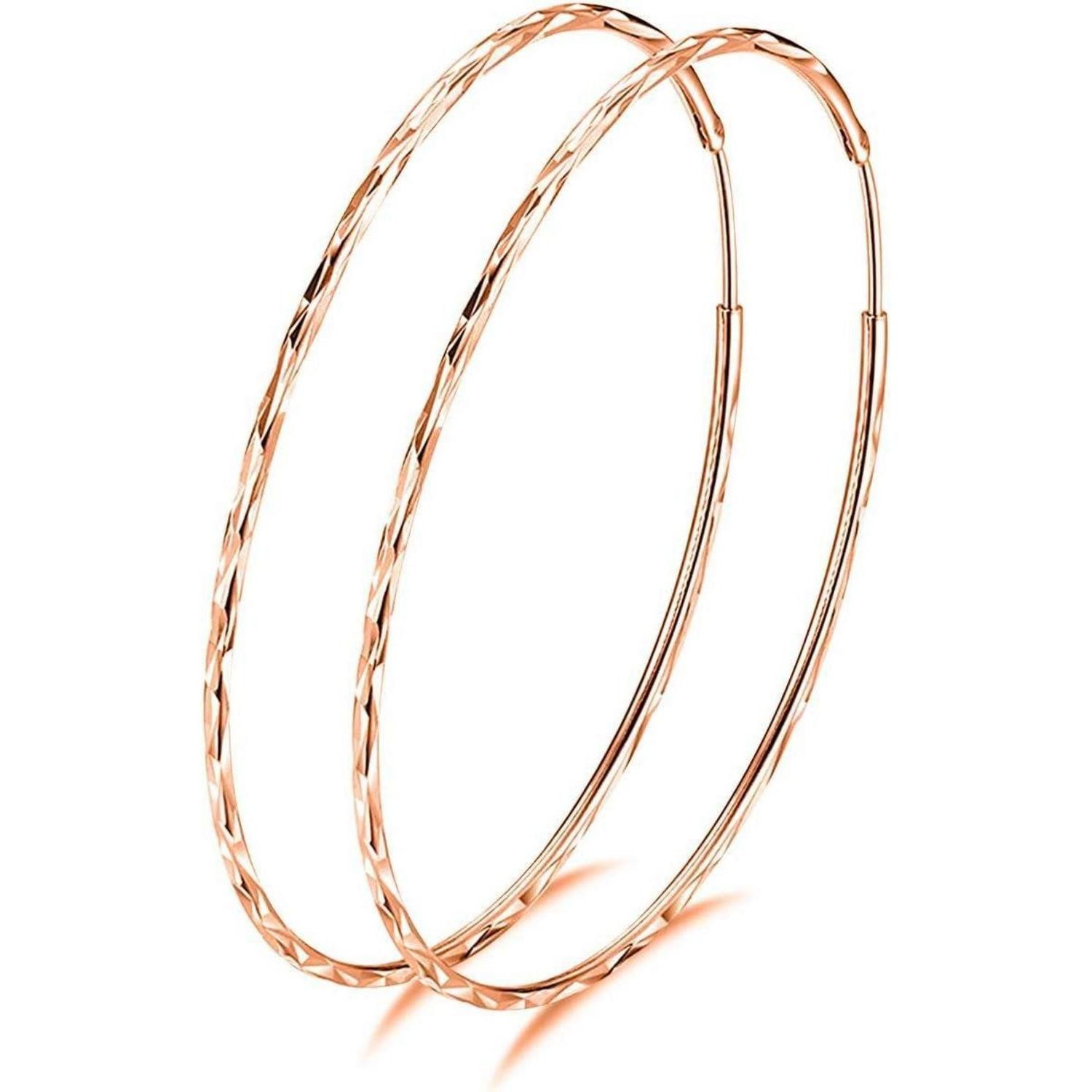LuxusKollektion Paar Creolen Creolen 925 Sterling Silber Kreis Endless Roségold 30.0 Millimeter