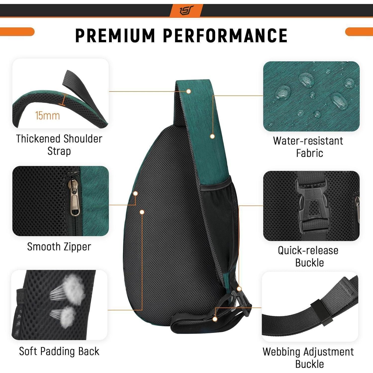 LuxusKollektion Umhängetasche Brusttasche Herren Crossbody RFID 3.9 x 7.5 x 15.4 inches Grün