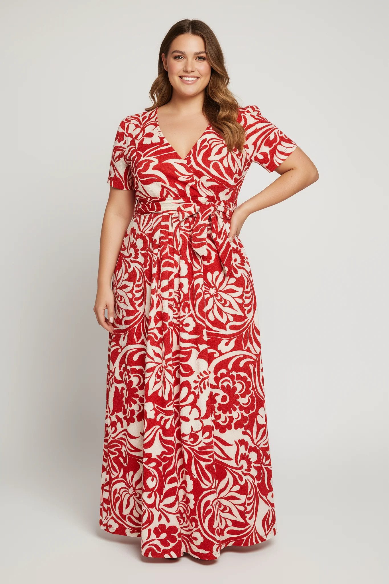 Shape of You Midikleid Wickelkleid mit Blumenmuster und Struktur