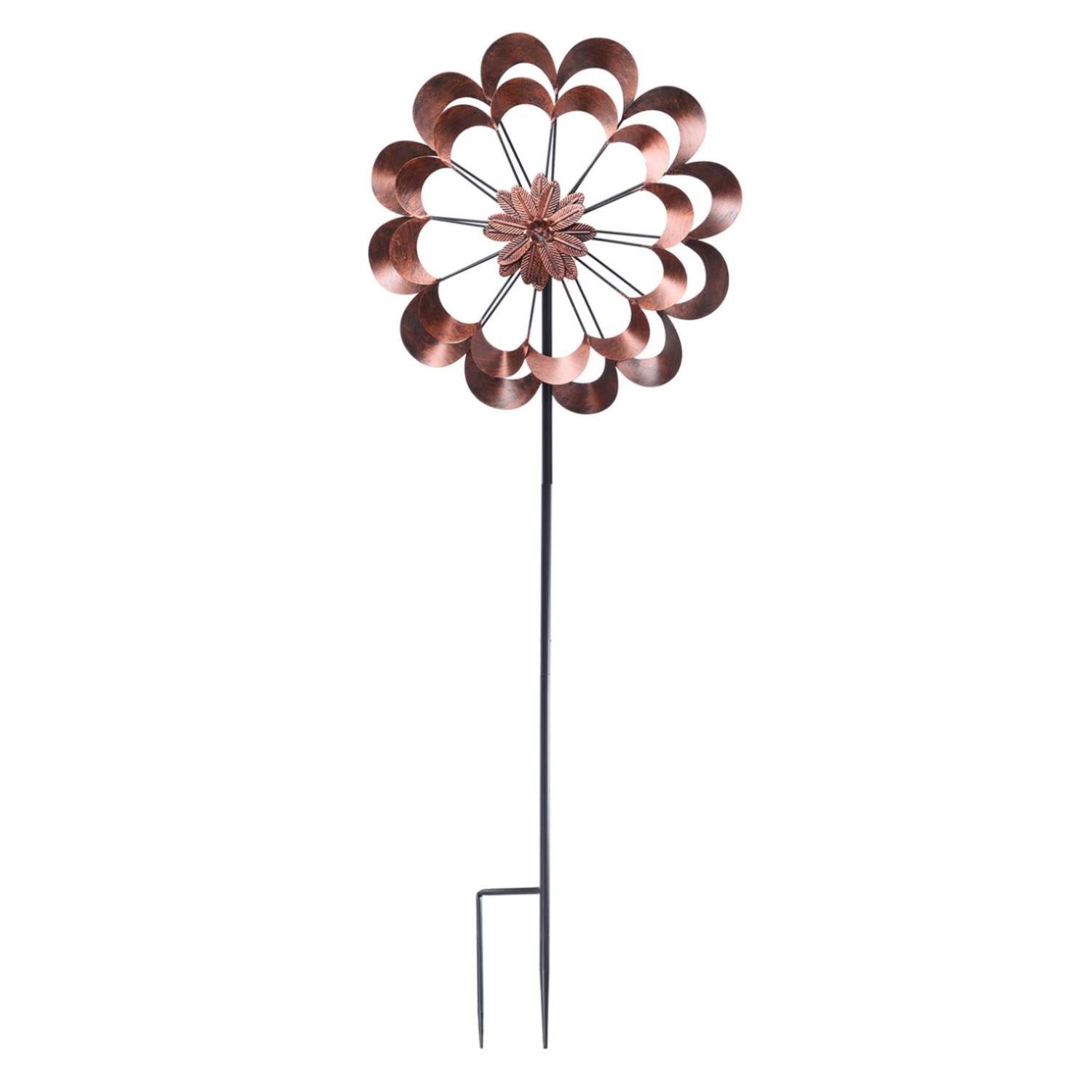 MARELIDA Deko-Windrad XXL Doppel Windrad kupfer 1,8m Gartendeko Windspiel Gartenstecker (1 St)