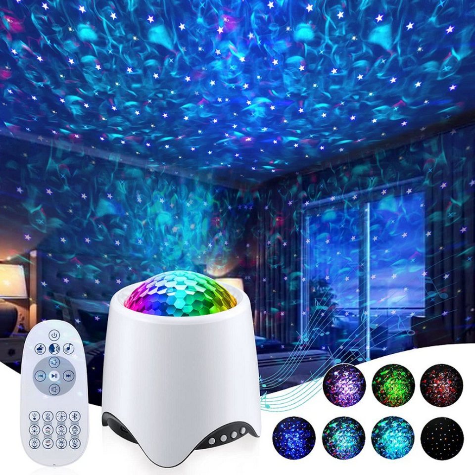 ECSEE LED-Sternenhimmel, Farbwechsler, LED Nachtlicht, 14 Lichteffekt,  Bluetooth, Fernbedienung, 16 Musik, Timing, für  Schlafzimmer/Baby/Kinder/Erwachsene
