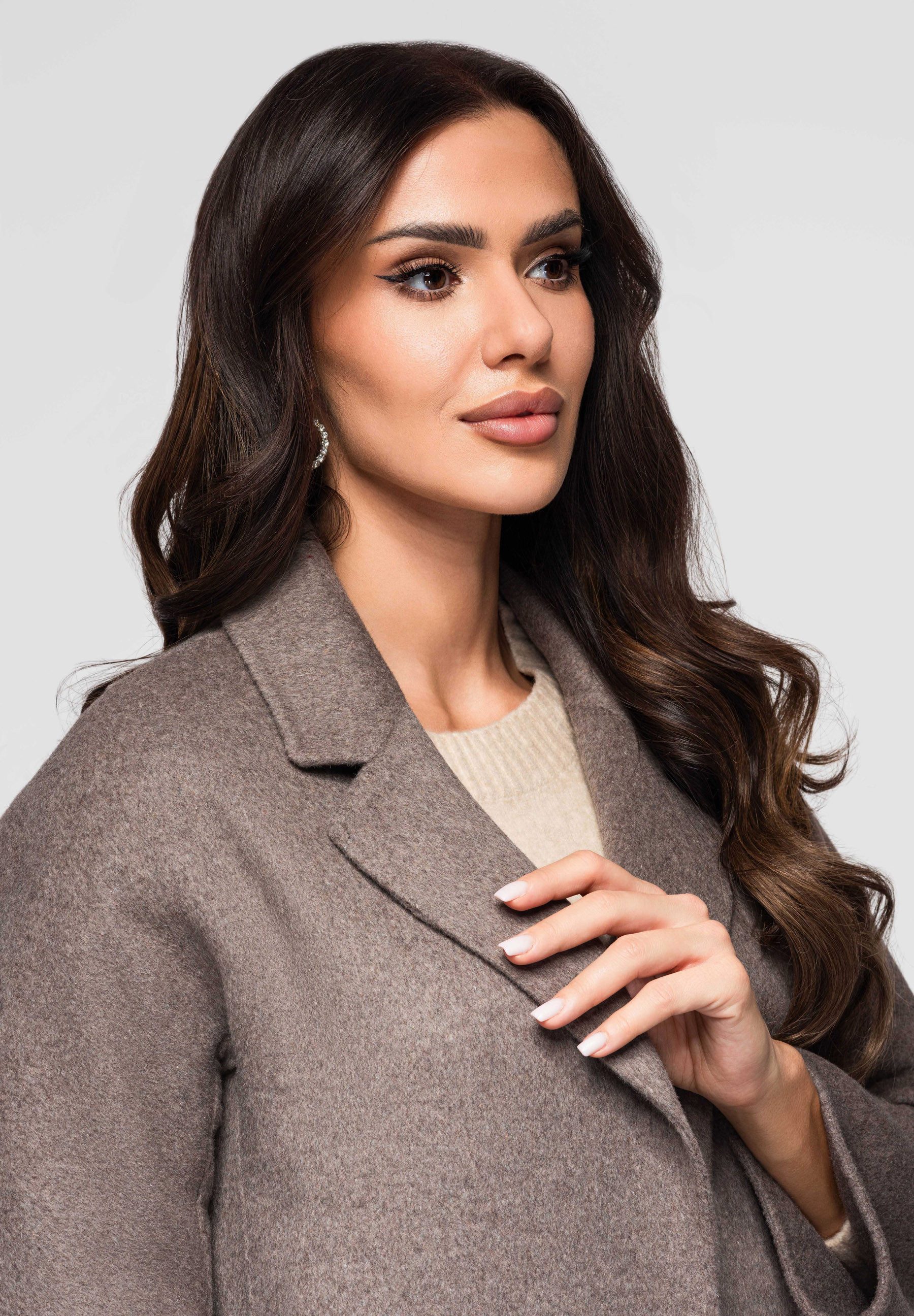 OMBRE Wintermantel Eleganter Damenmantel aus Wollmix