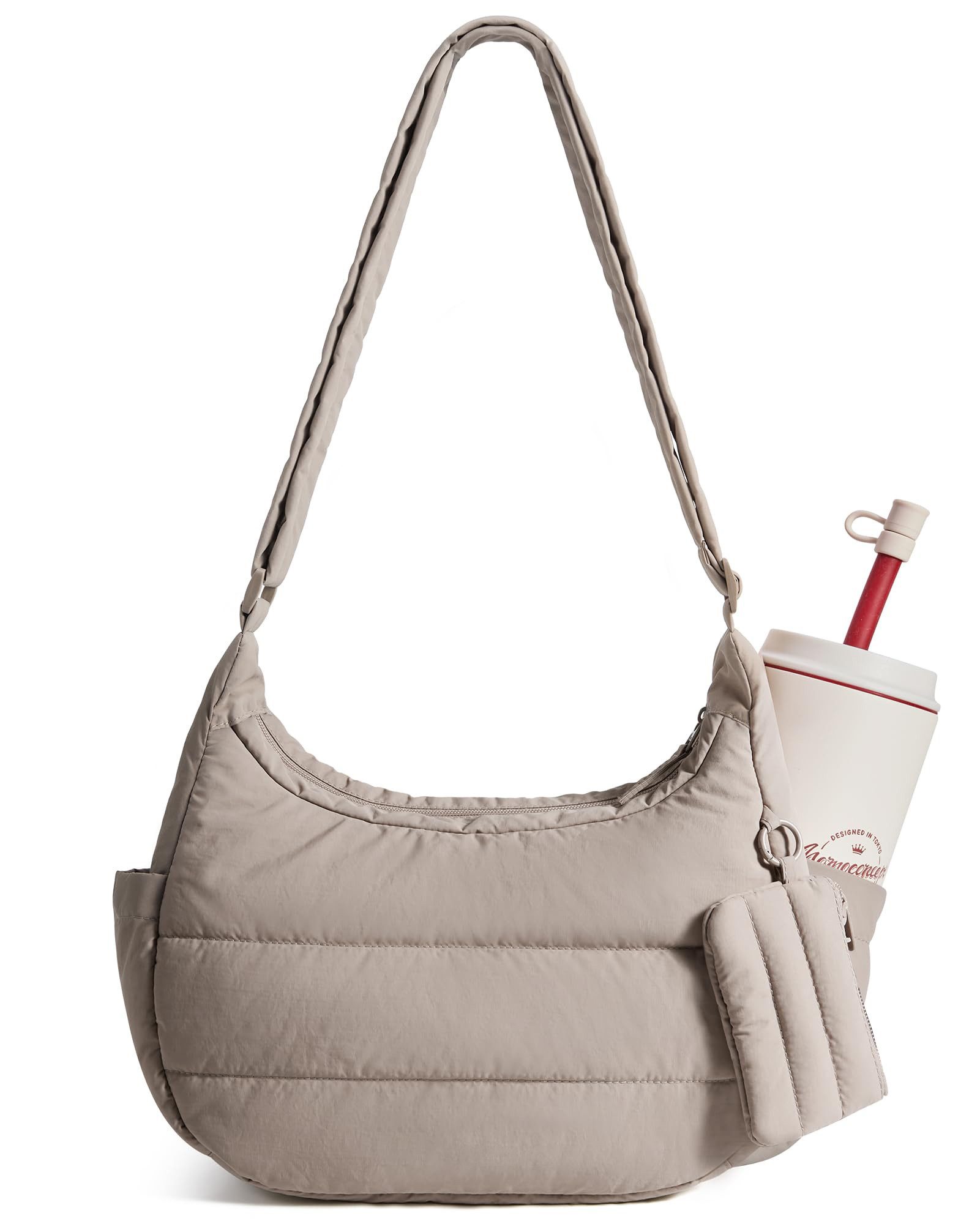 Zaewry Bauchtasche Umhängetasche Damen Crossbody Bag, Puffer Tasche Moon Bag, mit Verstellbarem Schultergurt, Handtasche für Arbeit, Reise, Alltag