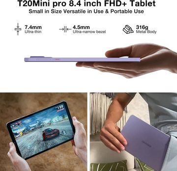 DOOGEE T20 Mini Pro tablet, 20GB RAM (1TB TF) Tablet (8.4", 256 GB, Android 13, 4G LTE, mit 2.3K FHD+ Display, Octa-Core Dual SIM Tablet /5G WiFi/TÜV/OTG)