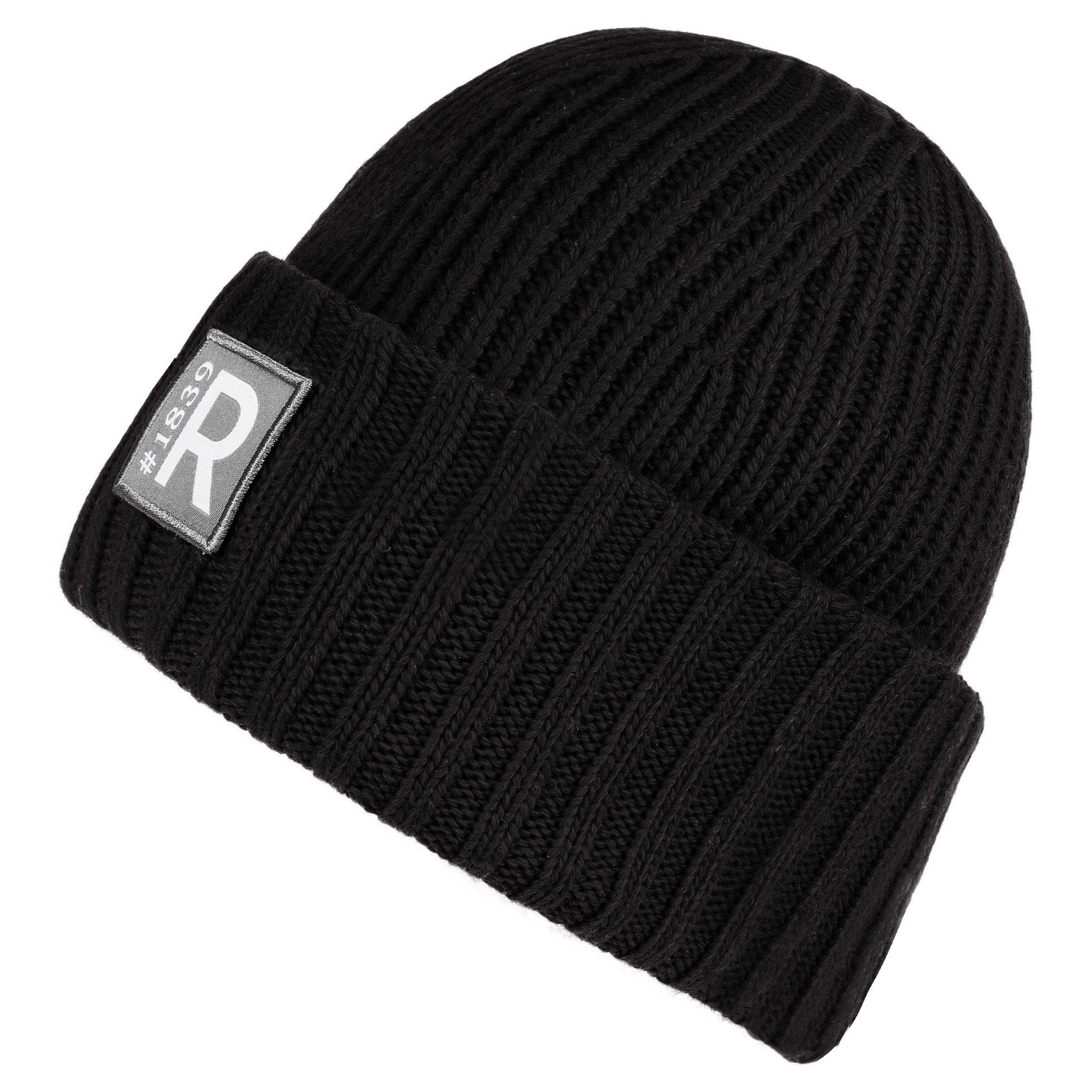 Roeckl Strickmütze URBAN Mütze Sportive Rippstrickmütze mit Logopatch