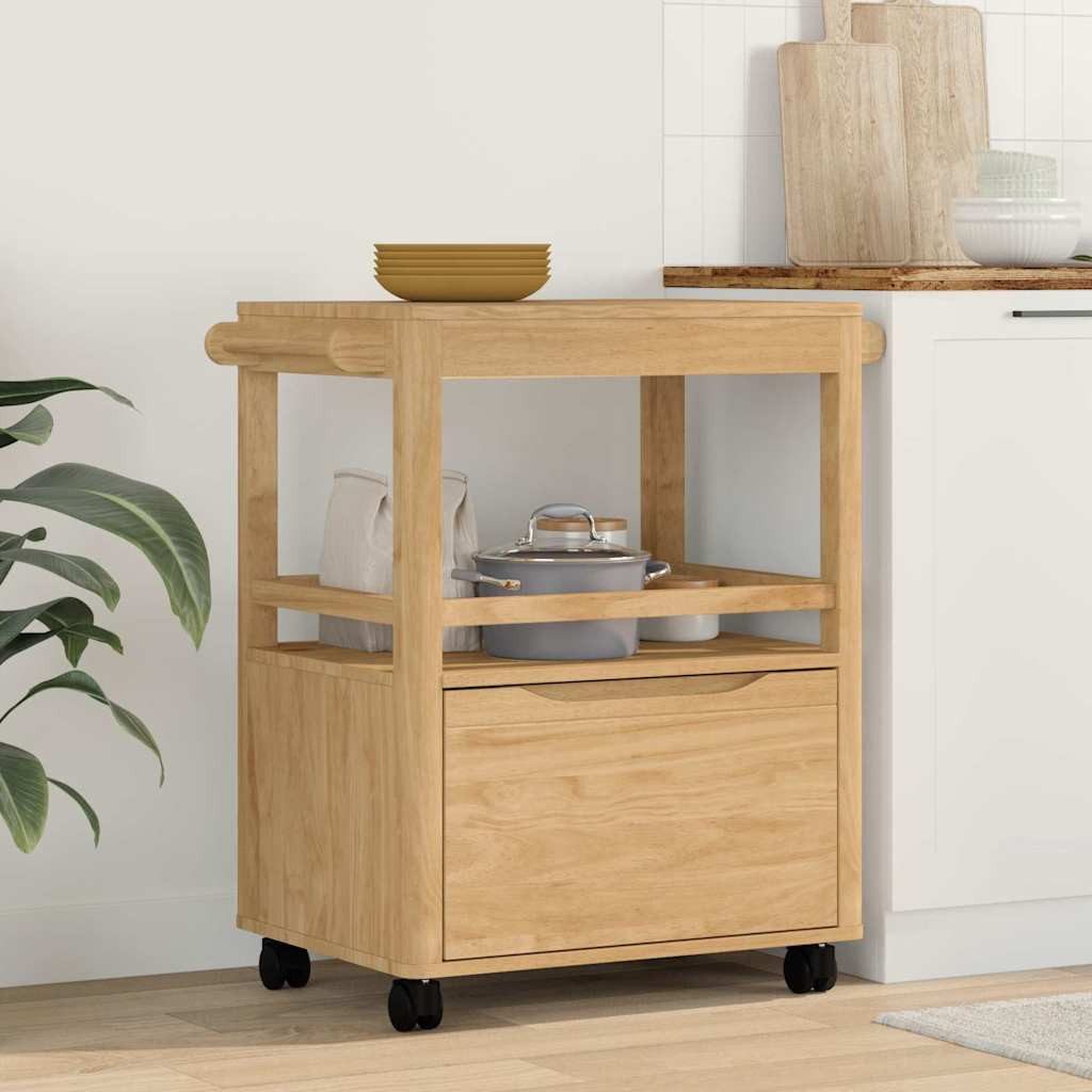 vidaXL Küchenwagen 72,5 x 45 x 80 cm Küchenwagen FLORO Wachsbraun 72,5x45x80 cm Massivhol