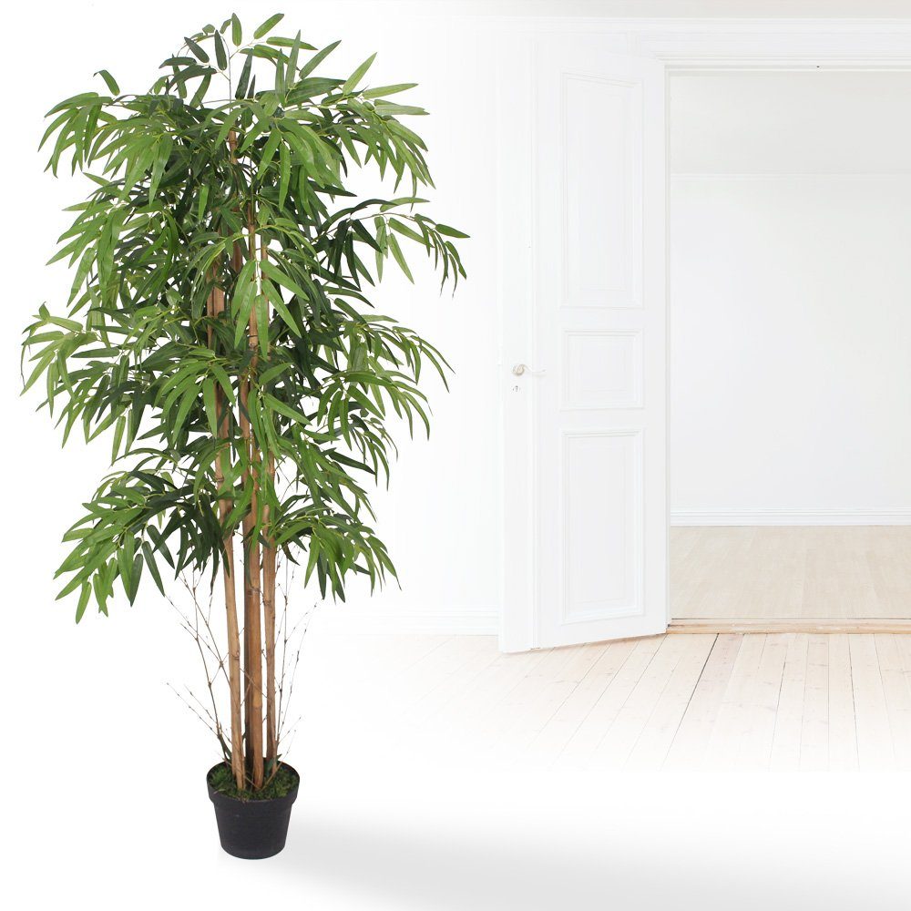 Kunstbambus Bambus Kunstpflanze Künstliche Pflanze Bambusbaum Kunstbaum 150 cm Bambus, Decovego, Höhe 150 cm