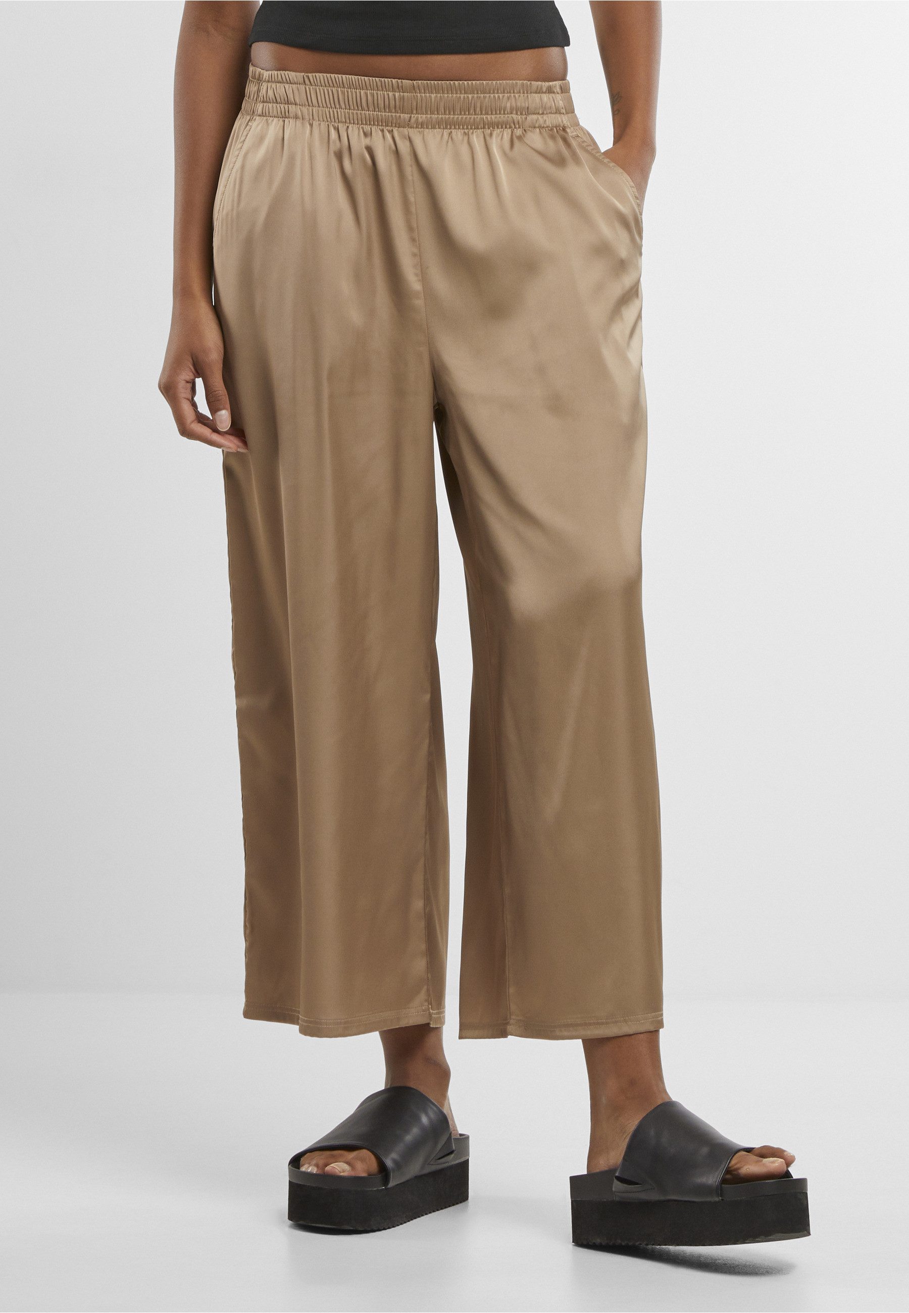URBAN CLASSICS Stoffhose Urban Classics Ladies Satin Wide Leg Culotte (1-tlg)