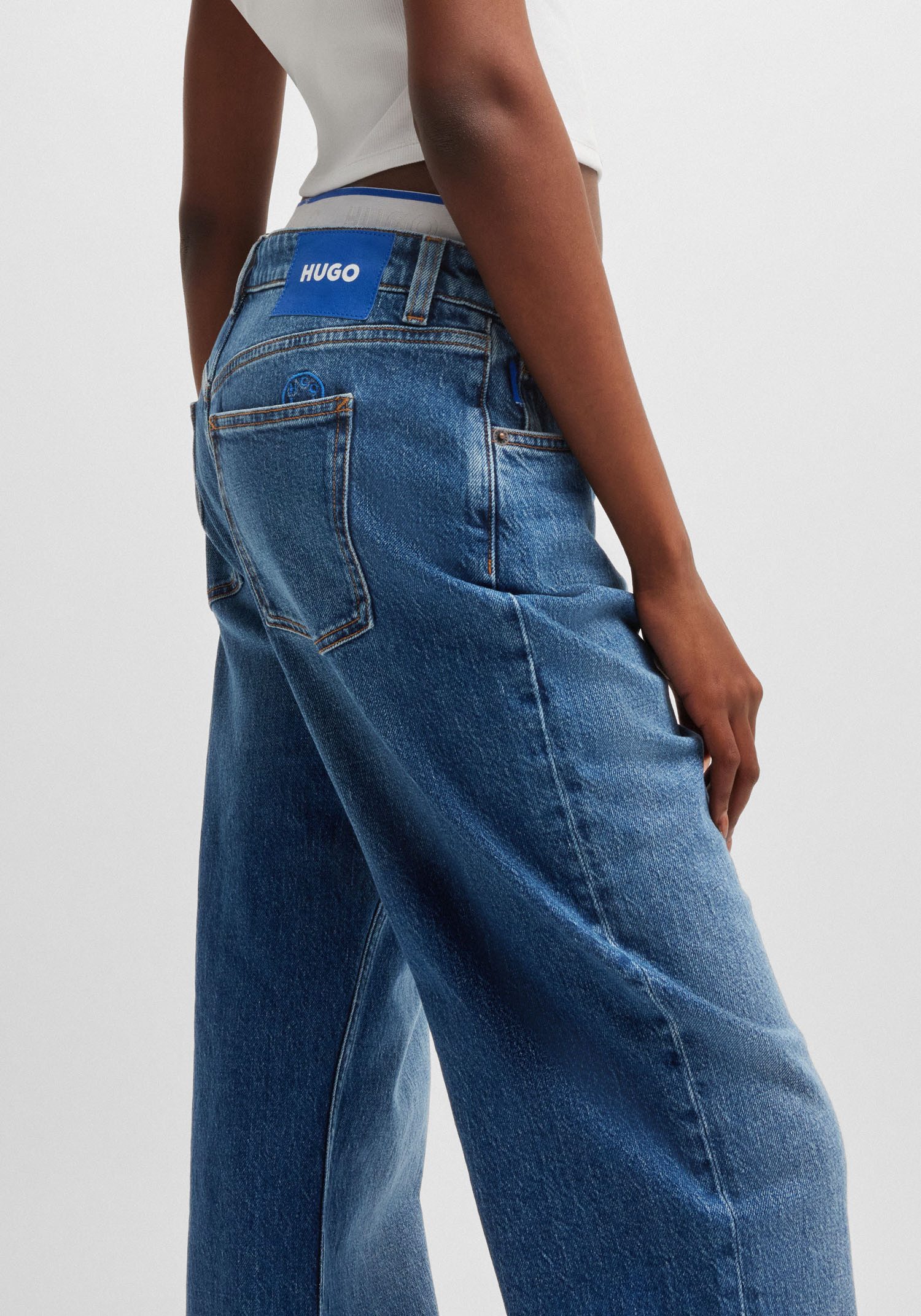 HUGO Blue Straight-Jeans Elyah Straight Fit Jeans mit hoher Leibhöhe, Tall Länge 36