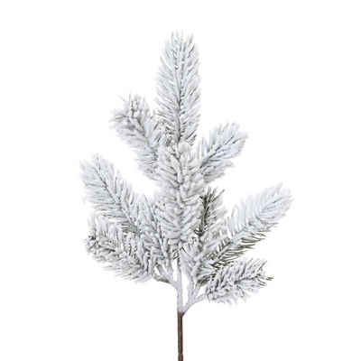 Kunstblume, Decoris season decorations, Tannenzweig mit Schnee 35cm PE Spritzguss künstlich grün / weiß
