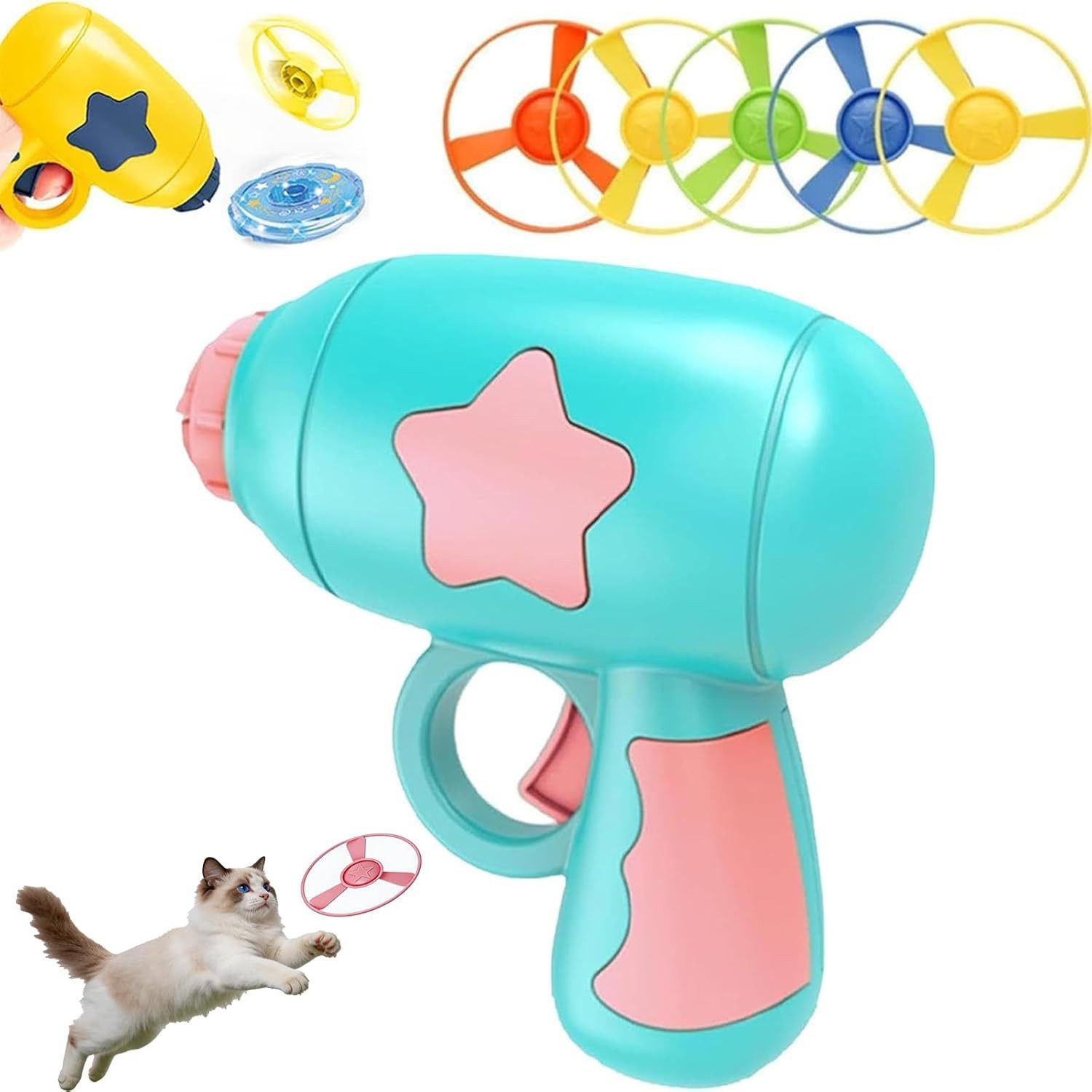 FELIXLEO LED Scheinwerfer Fliegender Scheibenwerfer Katzenspielzeug mit Propeller