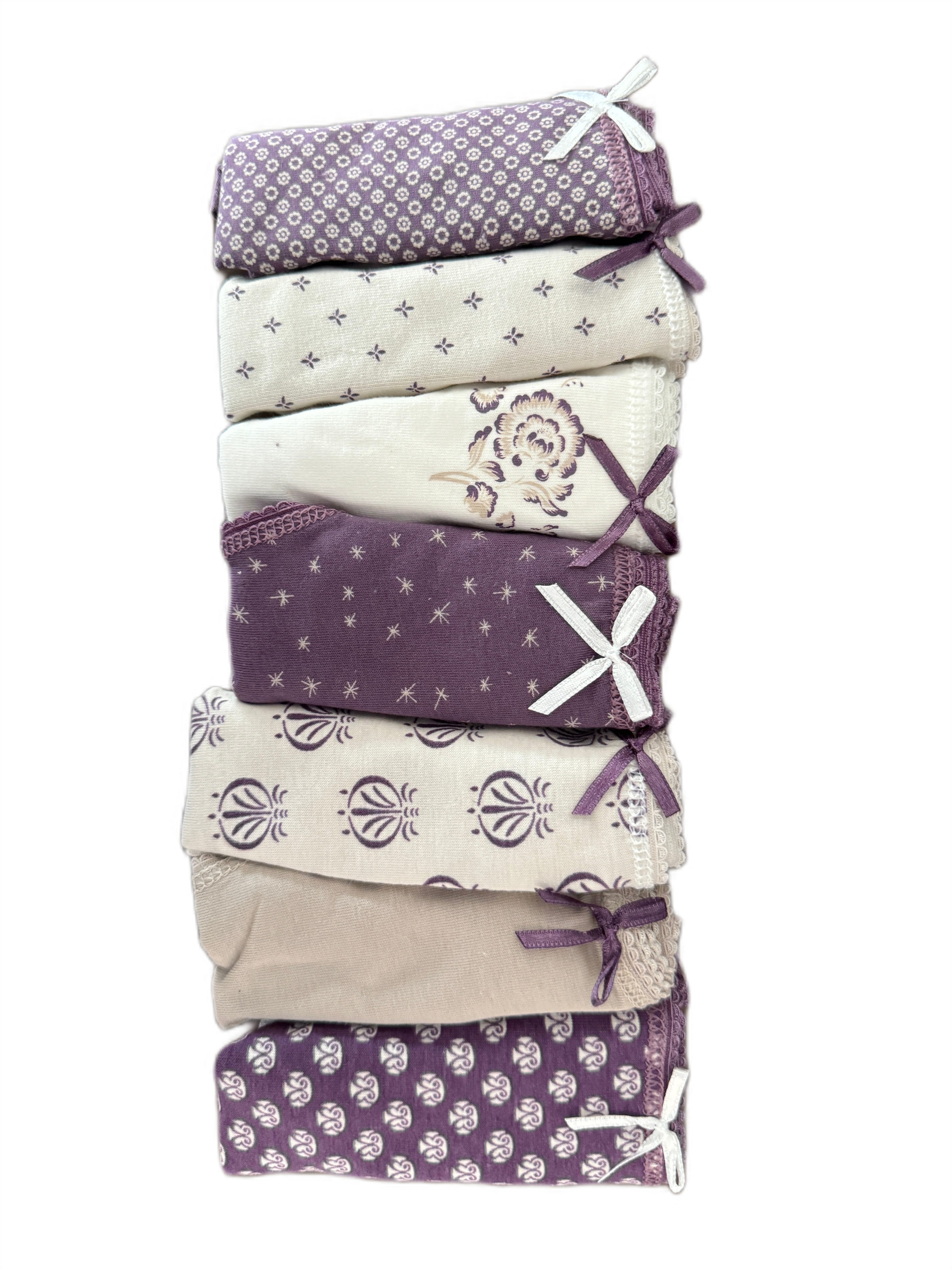 Slip Damen Slip 7er Pack – Gemustert, Baumwolle, Mit Schleifchen