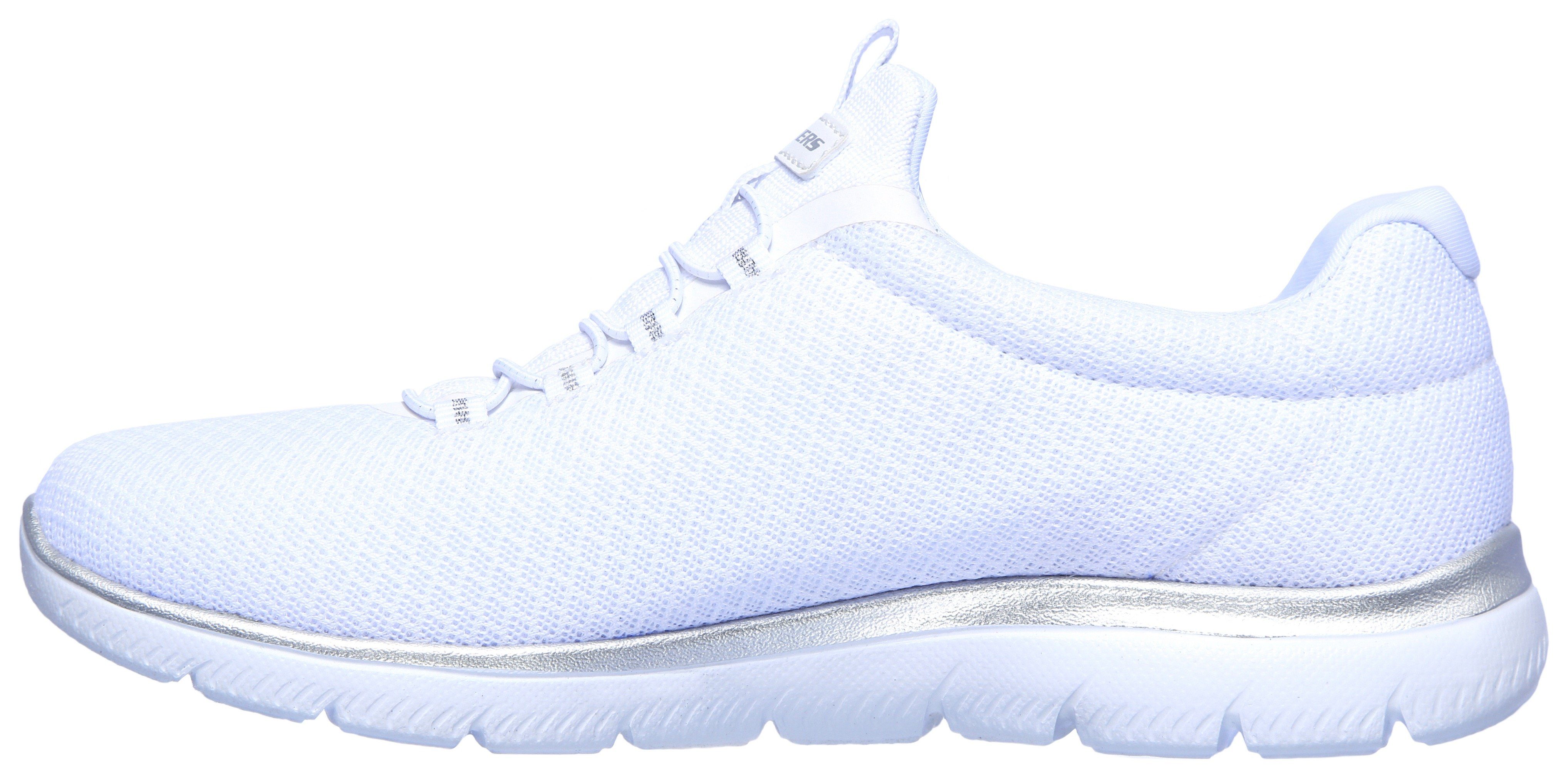 Skechers dezenten Slip-On SUMMITS Sneaker Kontrast-Details mit weiß-silberfarben