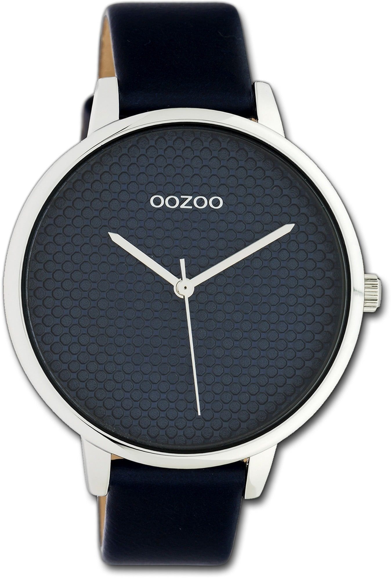 Oozoo Leder Quarzuhr dunkelblau, OOZOO C10594 Damenuhr Uhr Damen rundes Analog, (ca. Lederarmband Gehäuse, 42mm) groß
