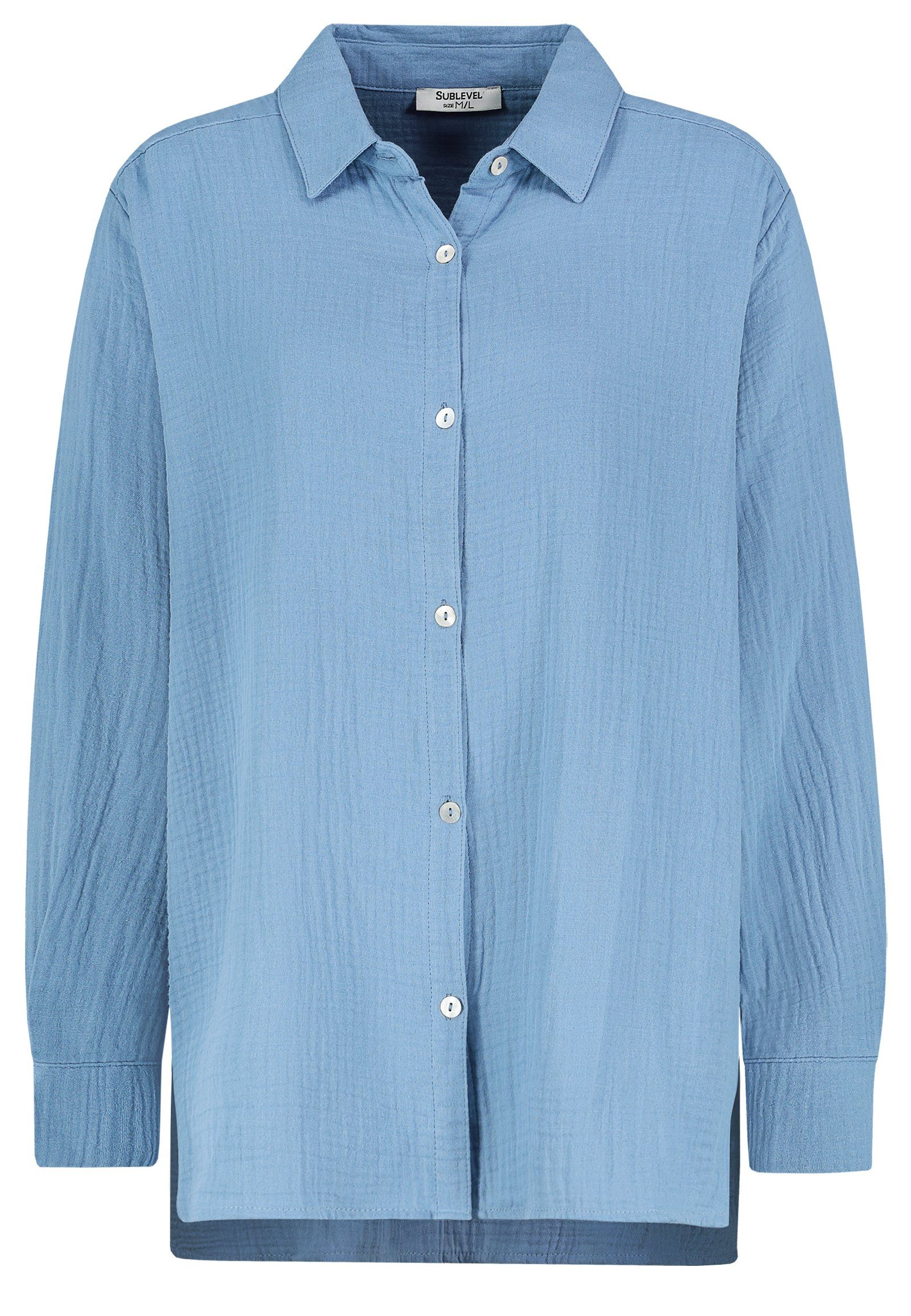 Langarmbluse SUBLEVEL blue Musselin Bluse