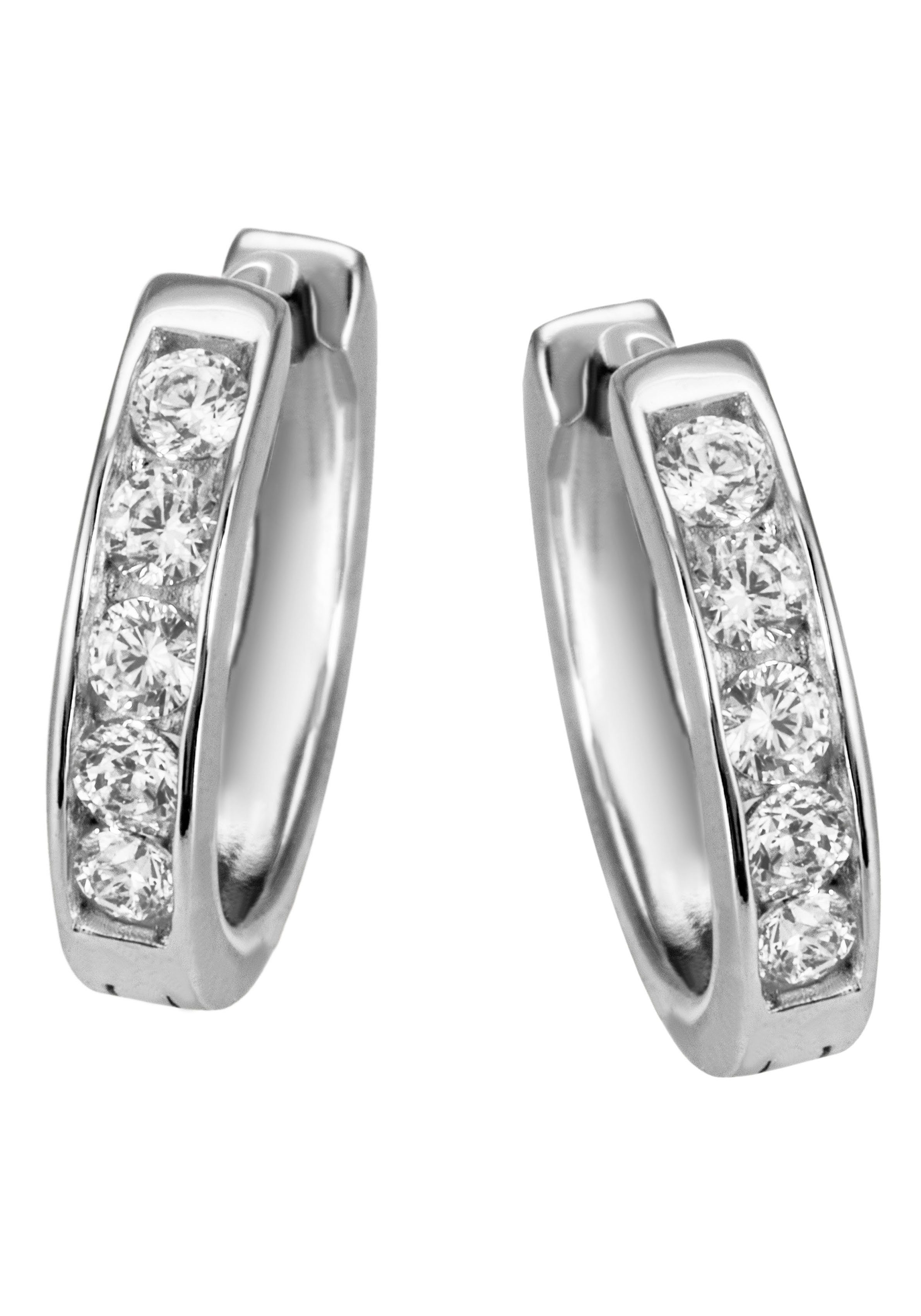 Paar Creolen Schmuck Geschenk Silber 925 Ohrschmuck glitzernd