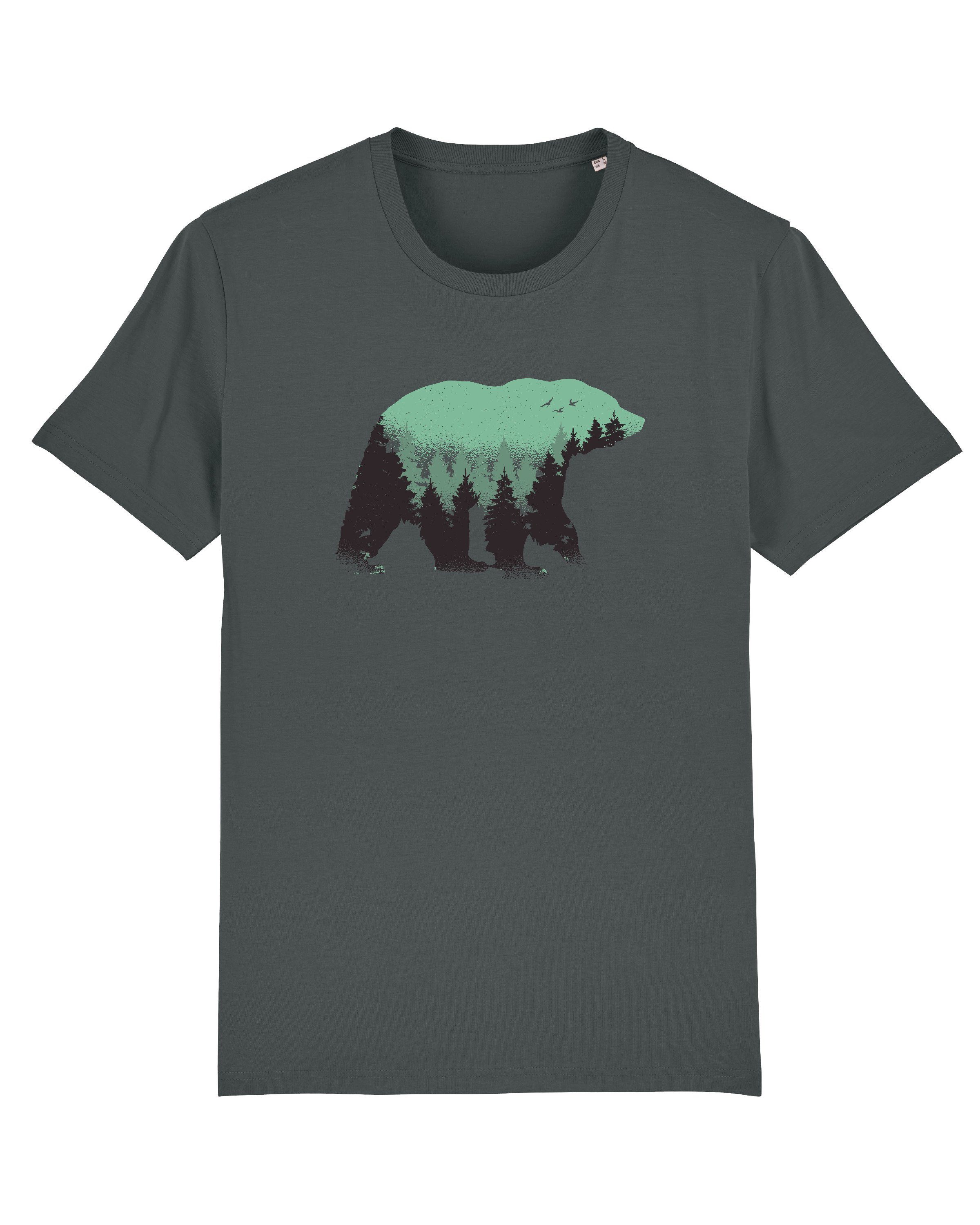 wat? Apparel (1-tlg) Waldbär Print-Shirt flaschengrün