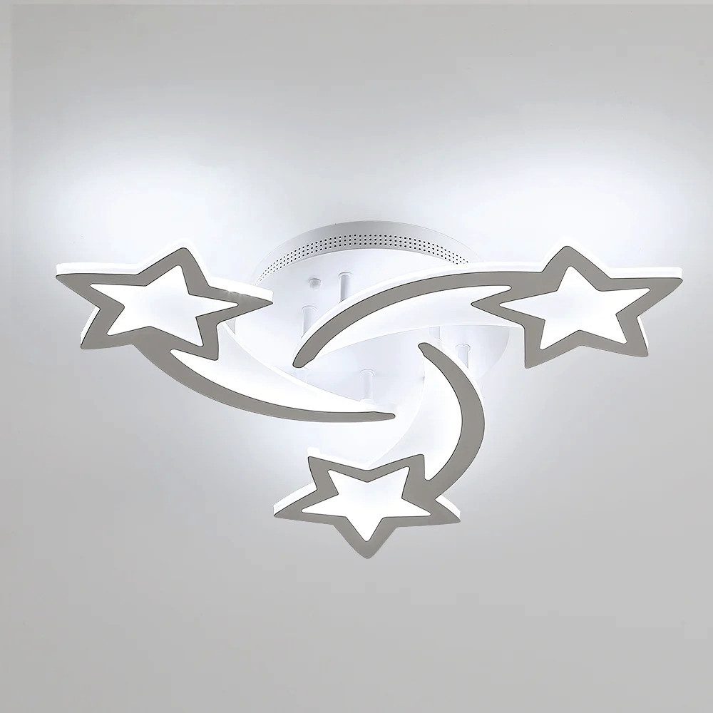 Riserva Deckenleuchten LED Deckenleuchte Stern Mond 40W 6500K Weiß Wohnzimmer, LED wechselbar