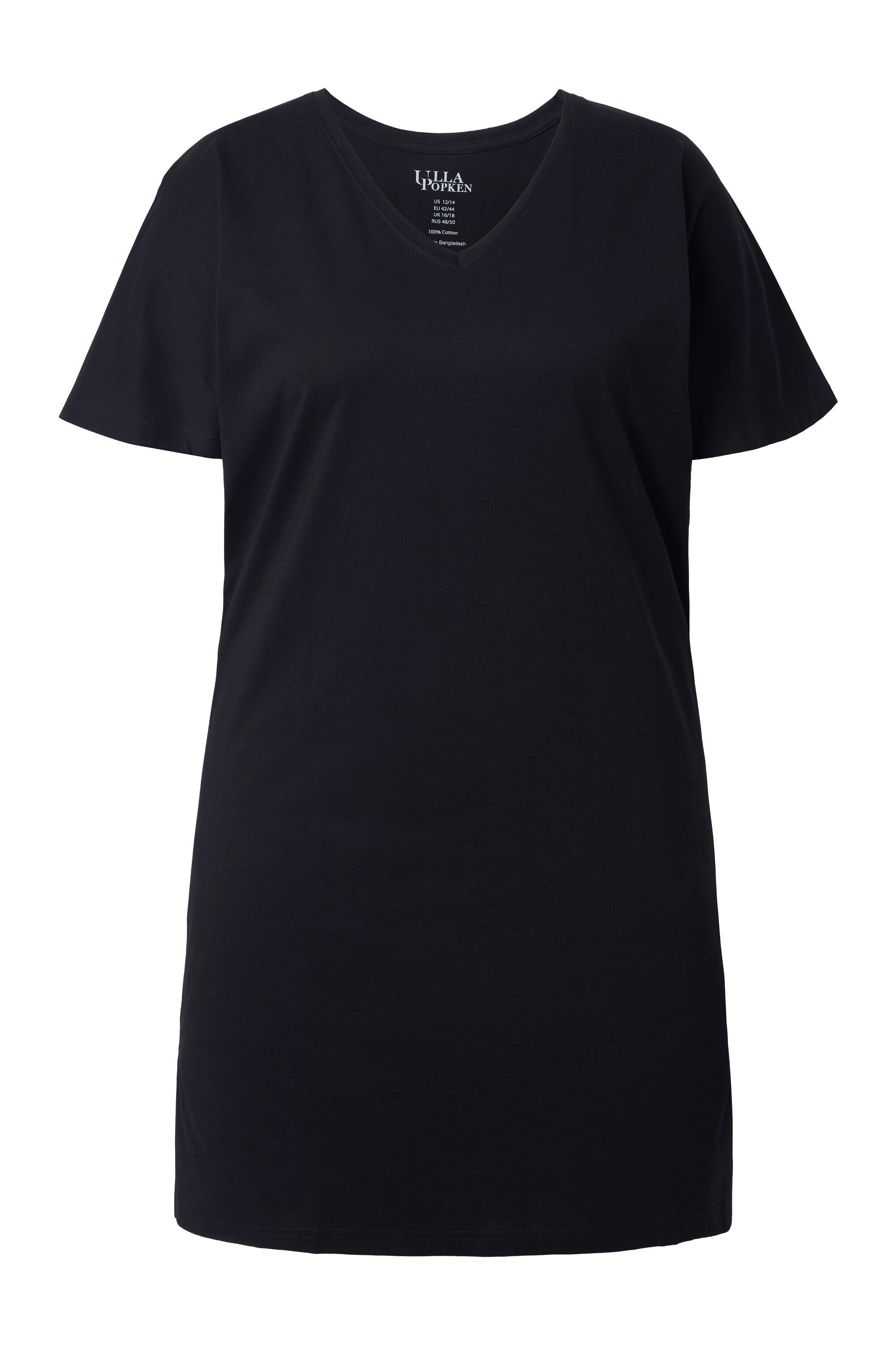 Ulla Popken Longshirt Longshirt A-Linie V-Ausschnitt Flügel-Halbarm günstig online kaufen