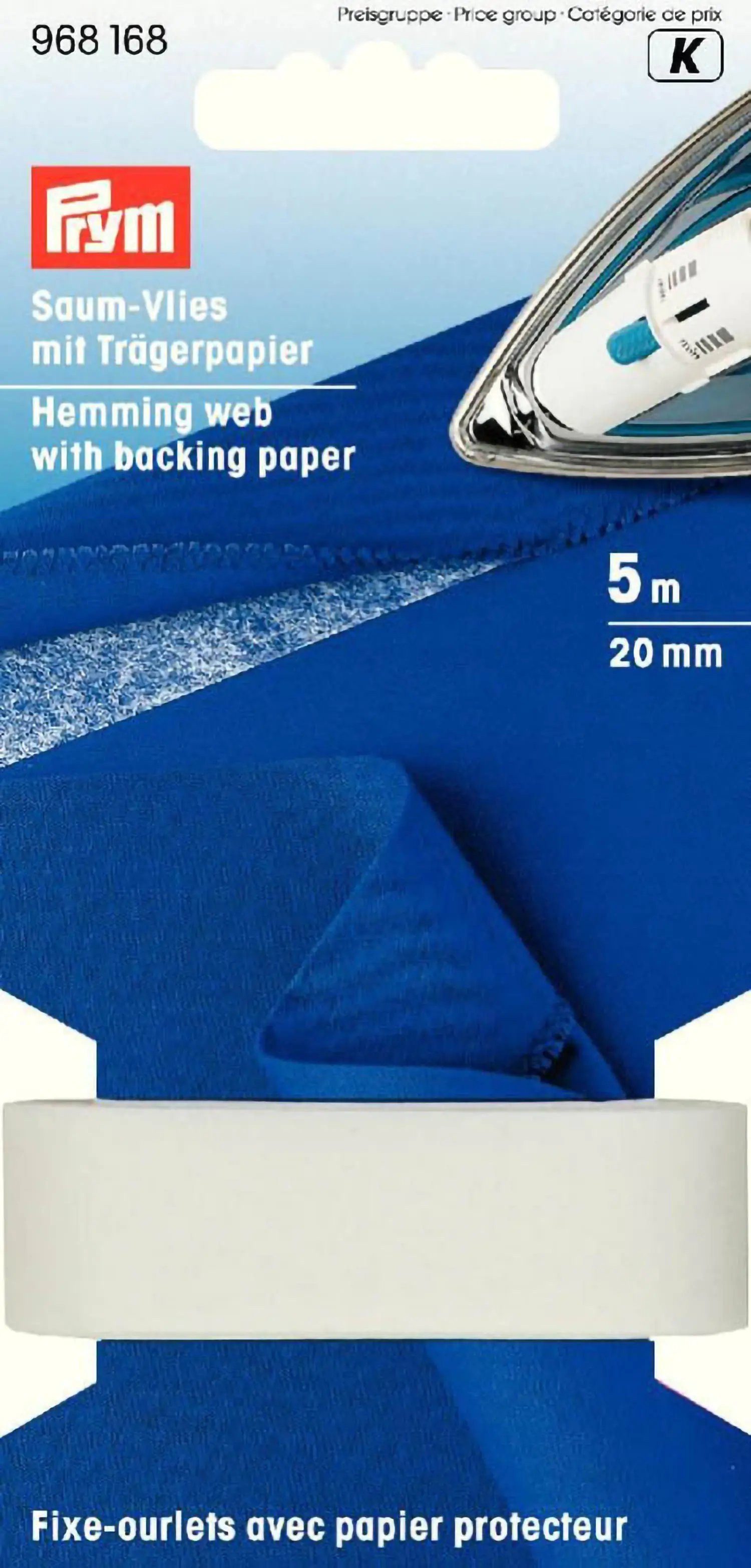 Stofferia Stoff Saumvlies mit Trägerpapier zum Einbügeln 20 mm weiß, Meterware