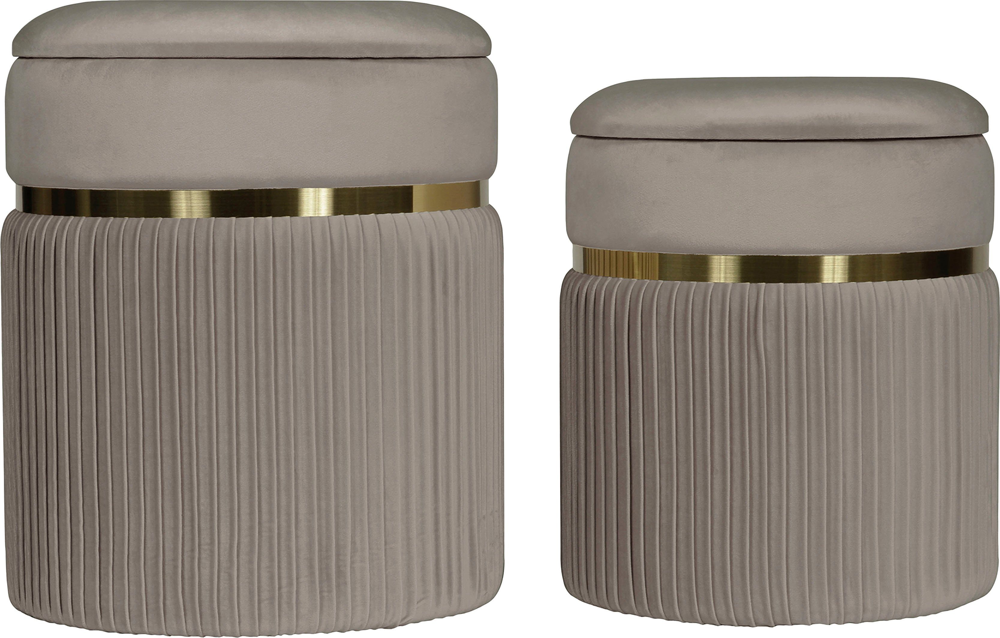 Polstergarnitur Hocker Zora 325 2er-Set, samtweicher Stoffbezug,runde elegante Form