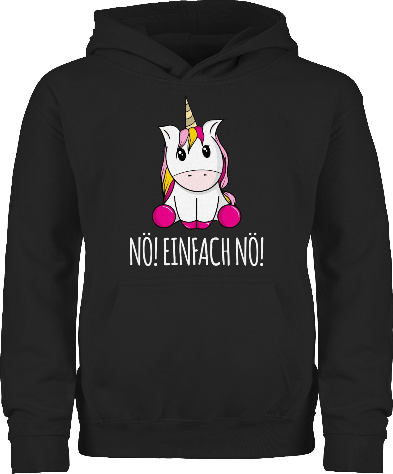 Statement Einhorn Nö Sprüche Kinder Nö Shirtracer Schwarz Hoodie Einfach 2